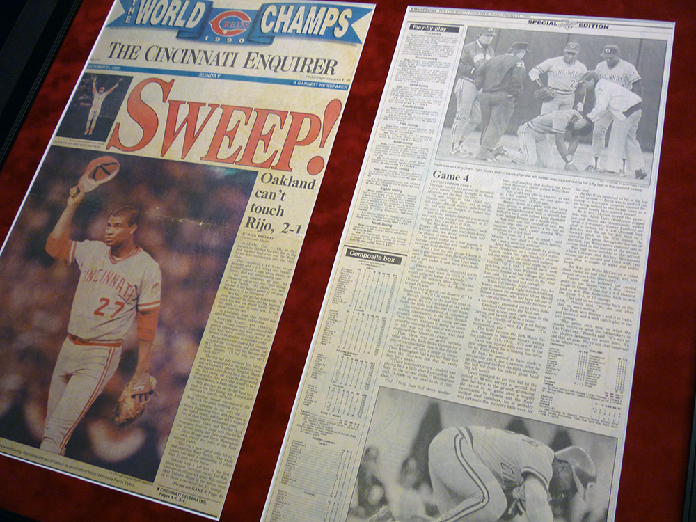 Framed Original 1990 Reds World Series Cincinnati Enquirer Newspaper