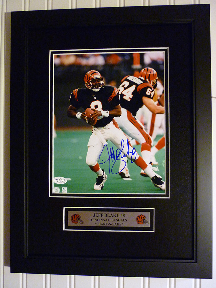 Framed and Autographed Bengals Jeff Blake Photograph