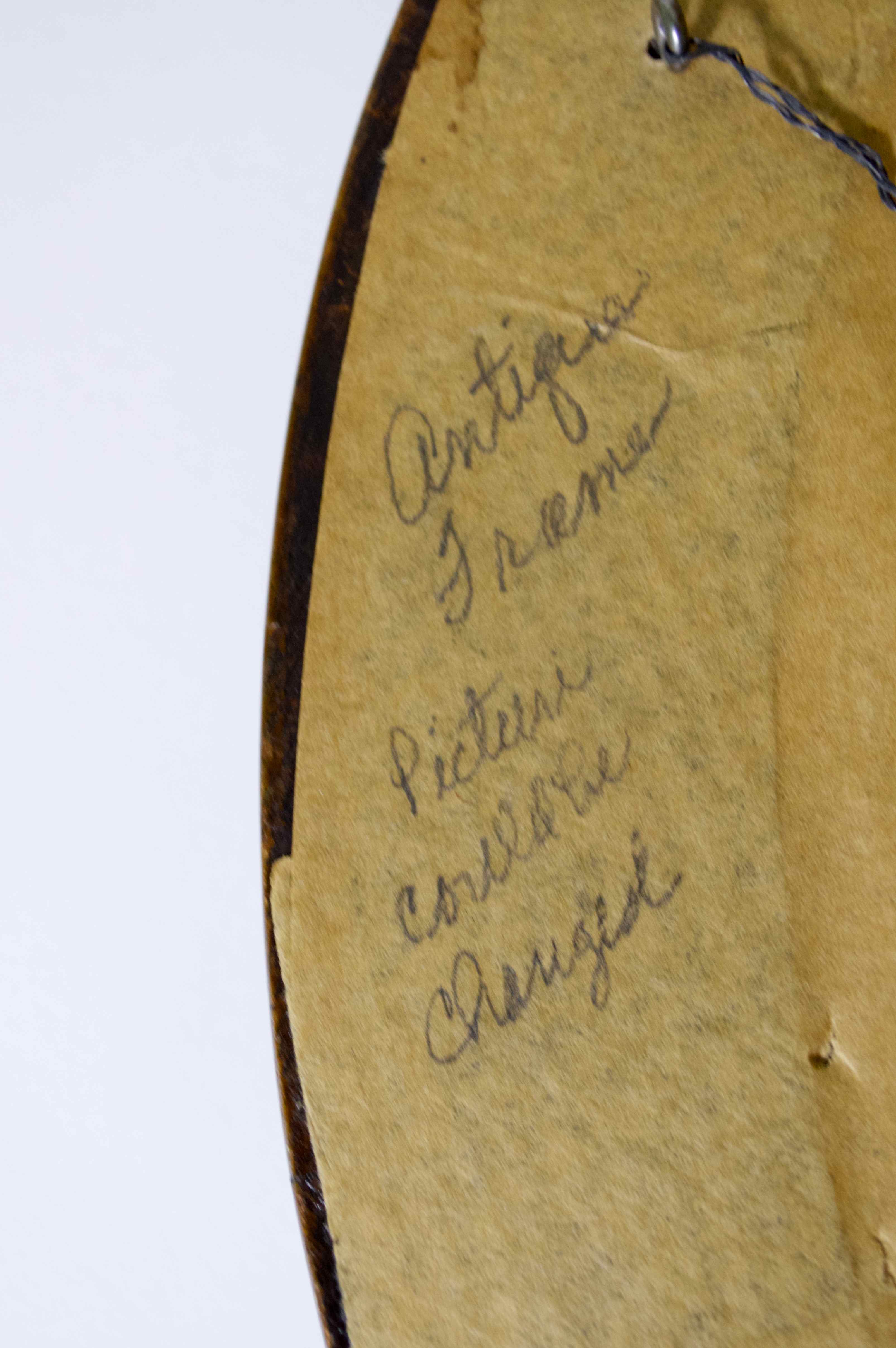  Antique Oval Wood Frame With Yellow Rose Print