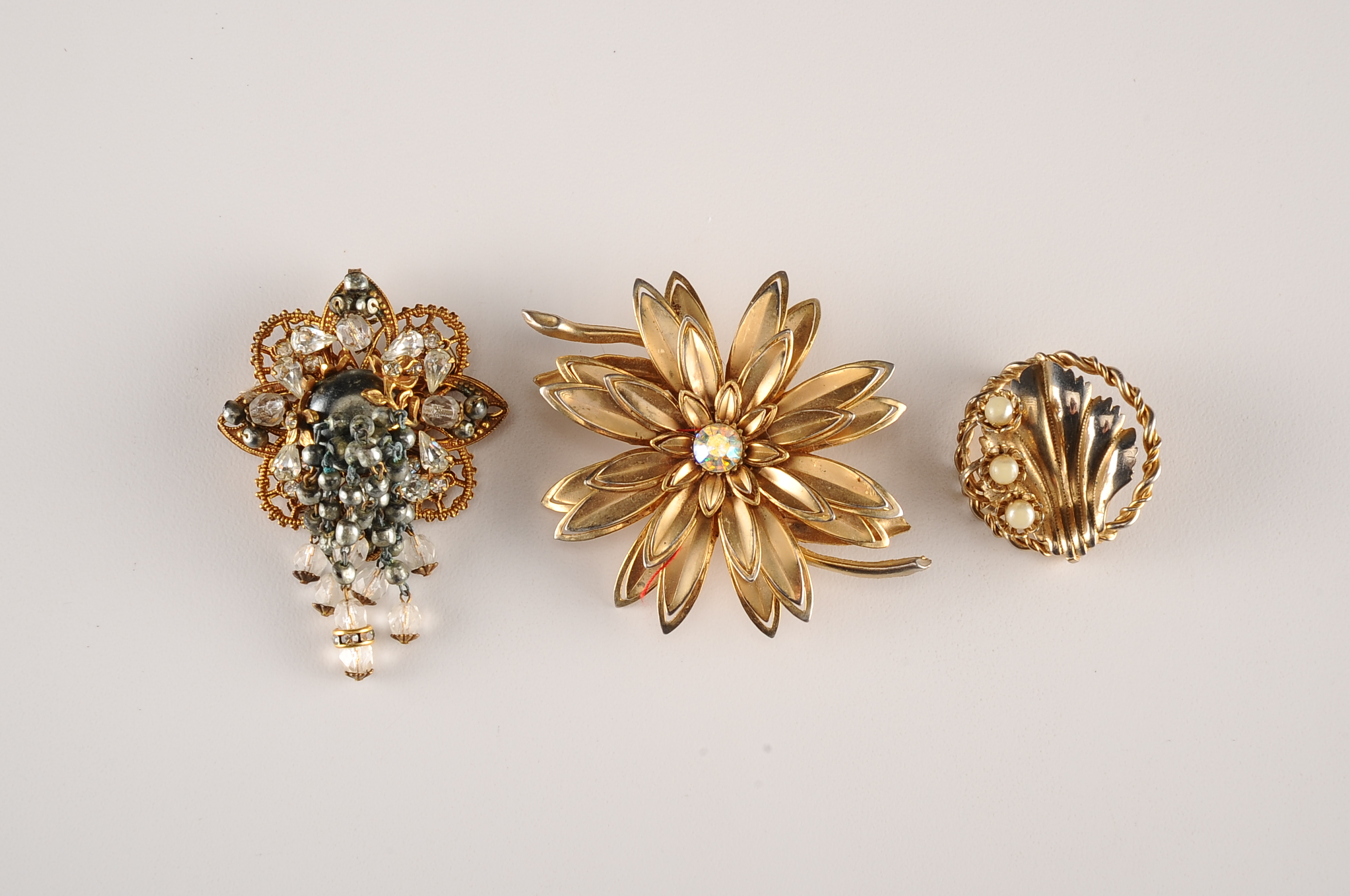 Vintage Jewelry Items, a Rhinestone Choker and Three Brooches