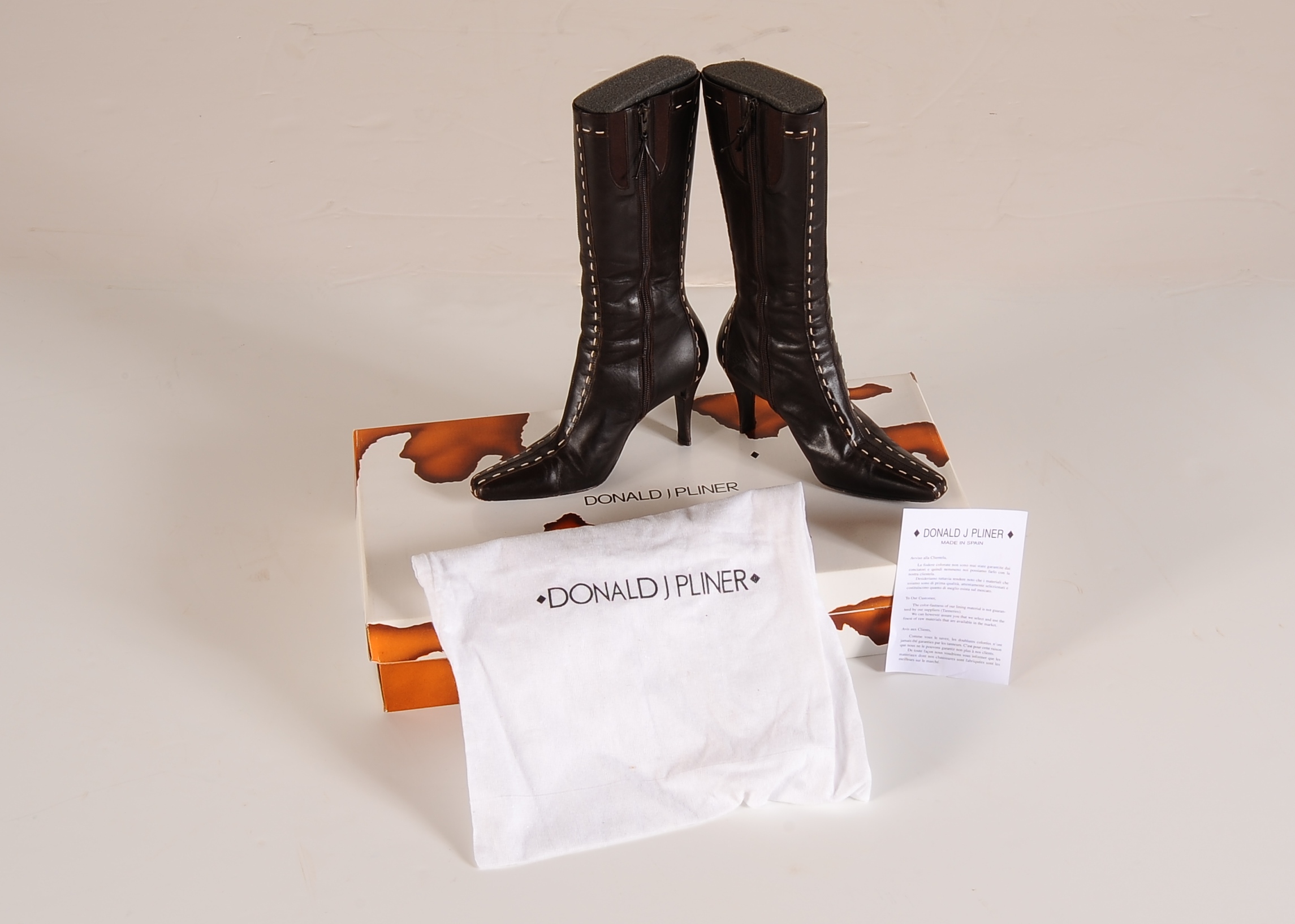 Donald J Pliner Brown Leather Calf Boots
