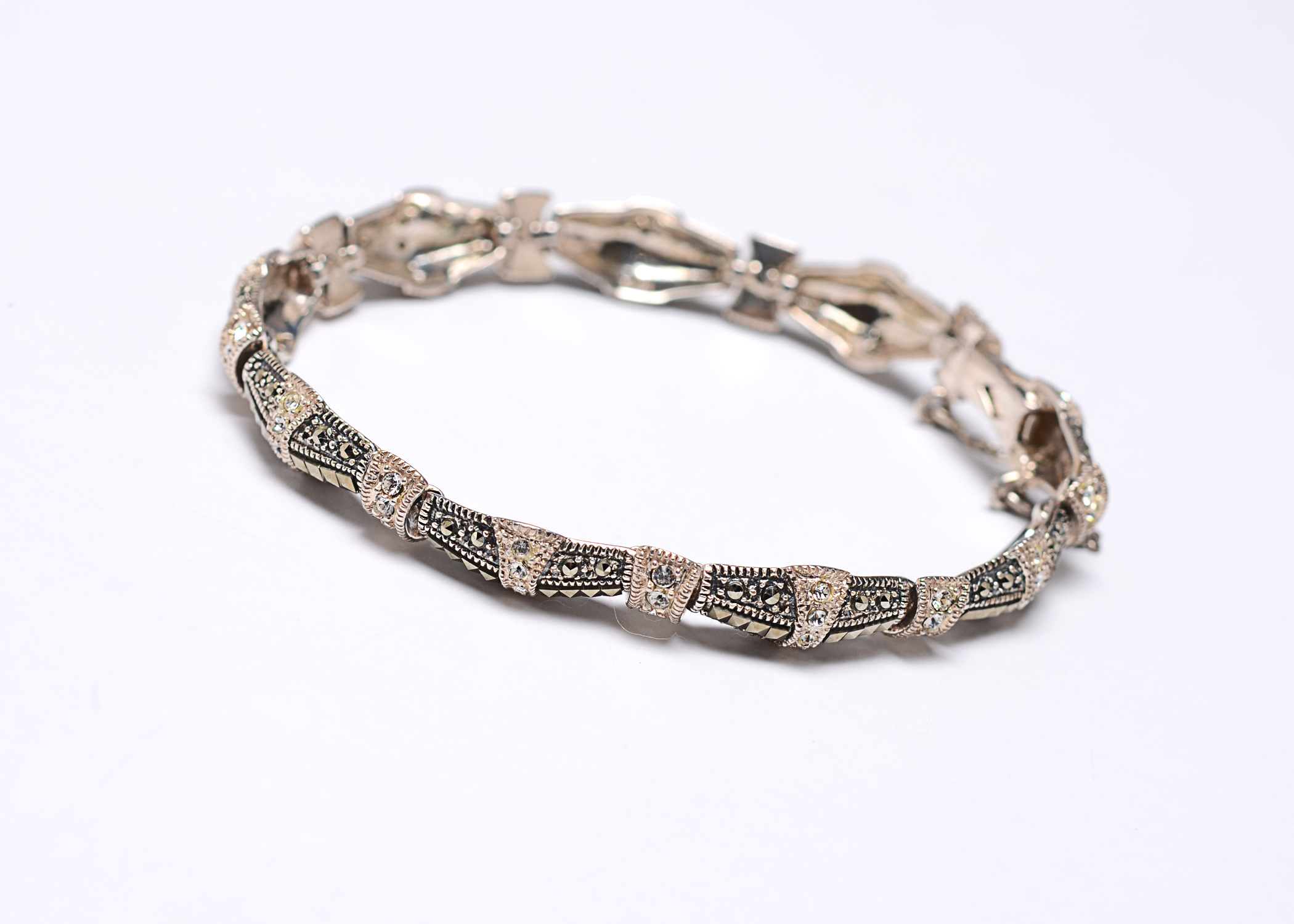 Sterling Silver and Marcasite Necklace and Bracelet