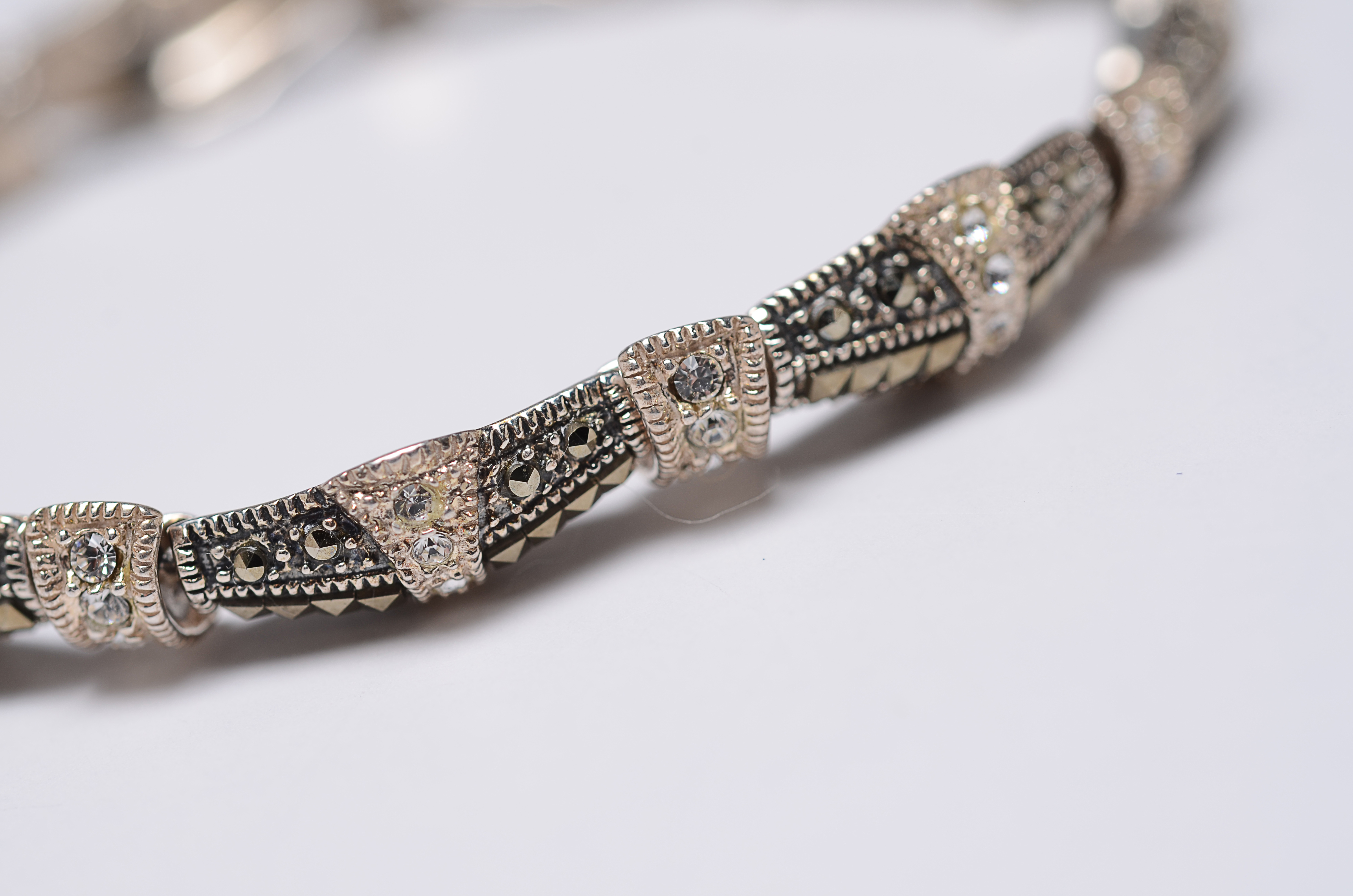 Sterling Silver and Marcasite Necklace and Bracelet