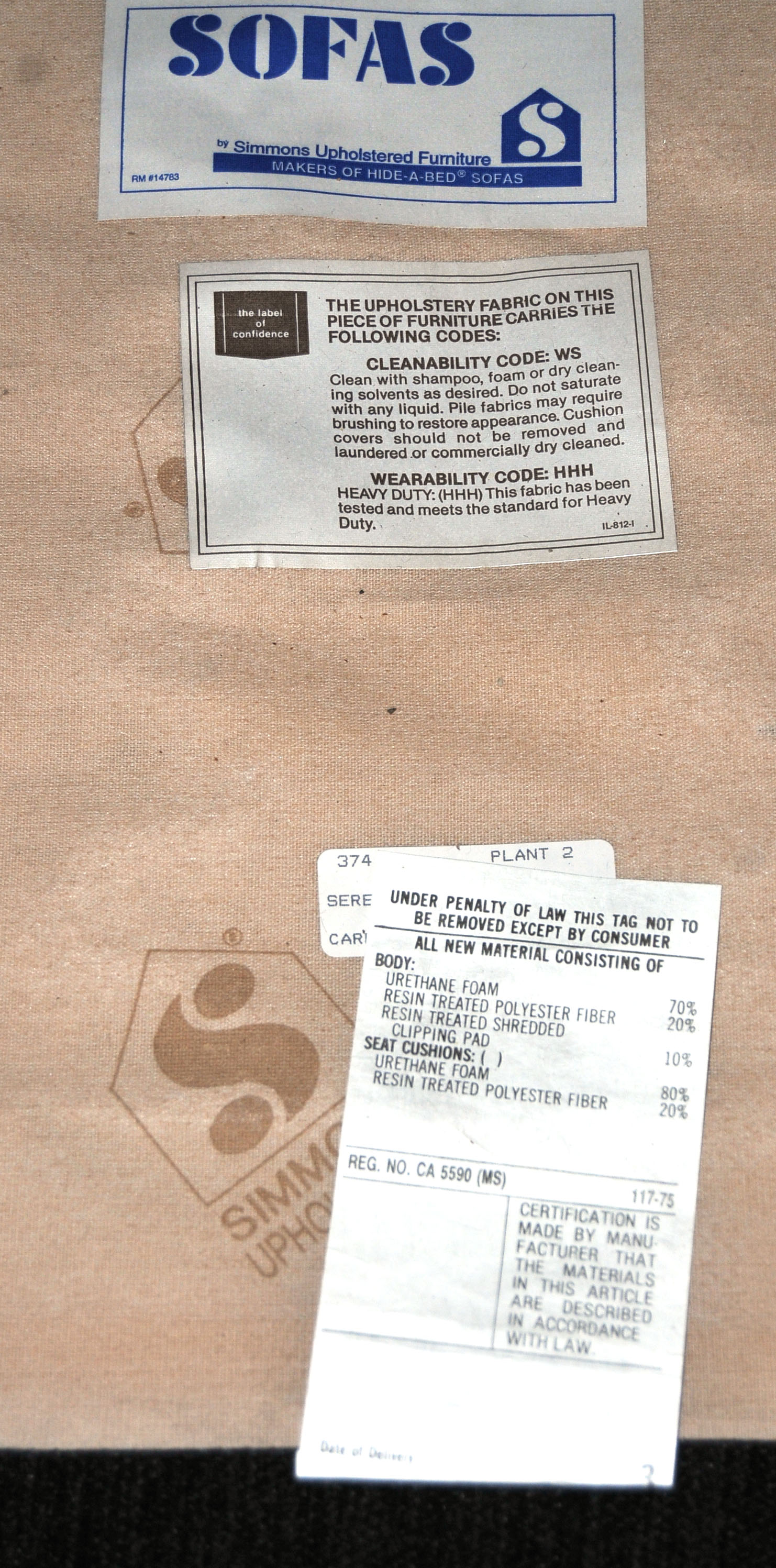 Simmons Sectional Hide-A-Bed Recliner Sofa