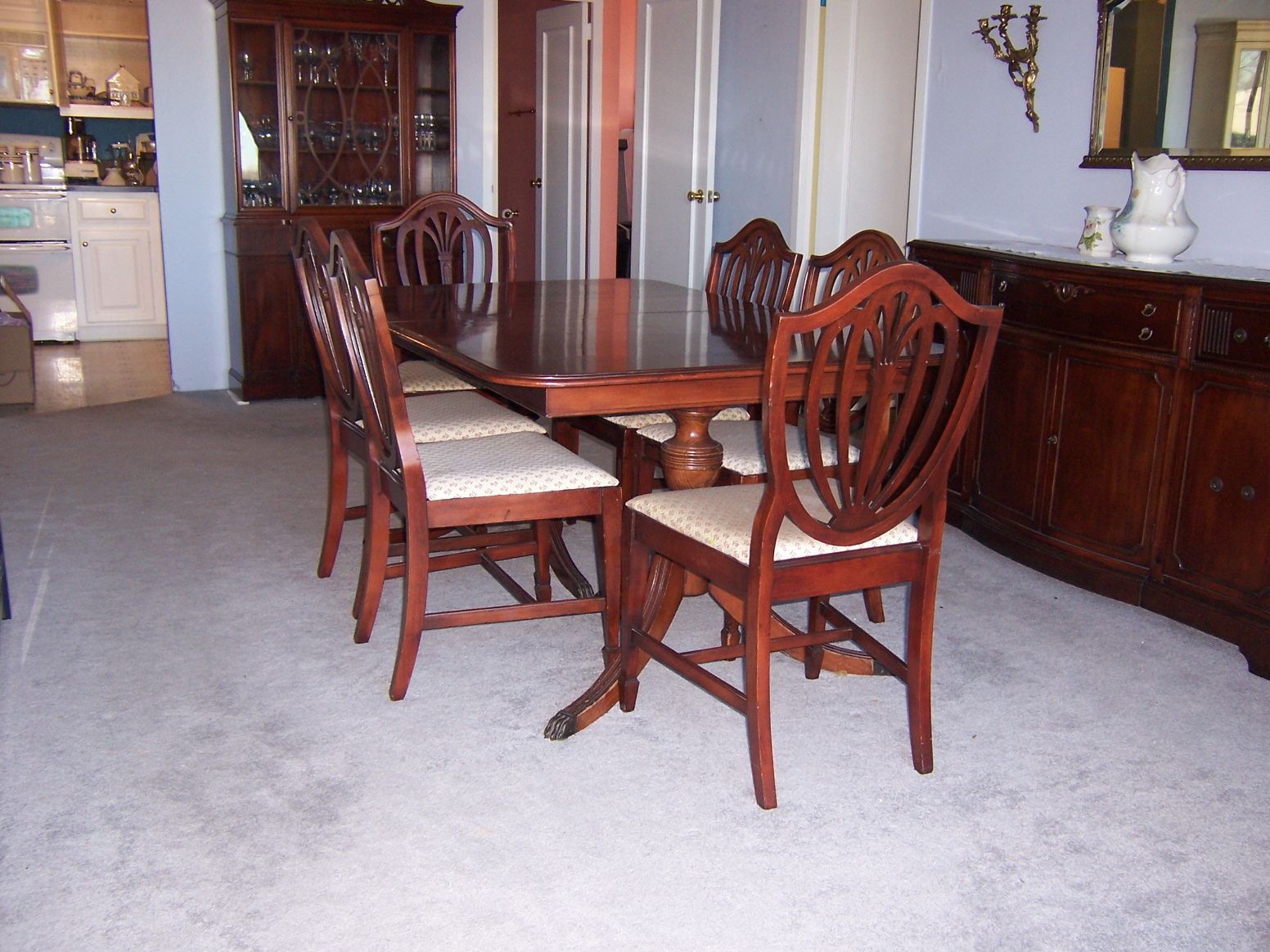 Vintage Duncan Phyfe Style Dining Table and Chairs