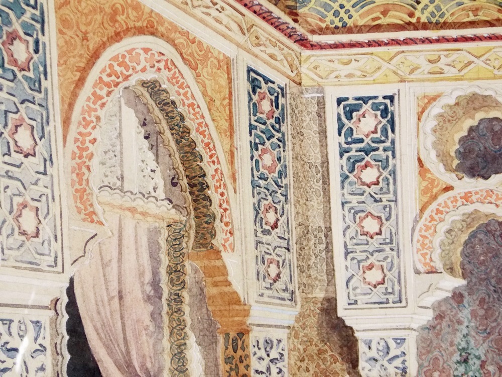 An Original 20th Century Watercolor Interior by Scenic Artist Elmer Swart