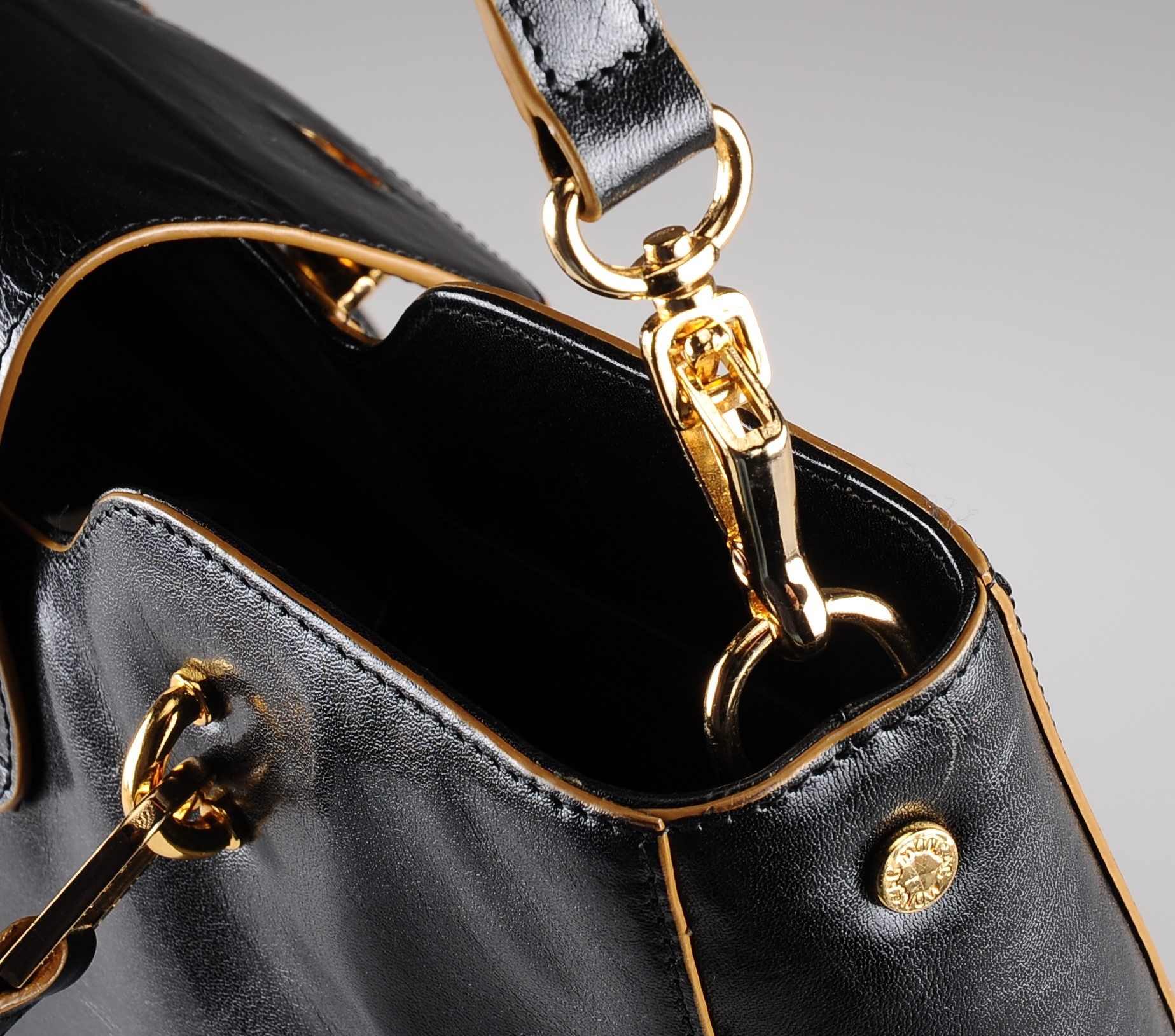 Monsac Original Black Leather Tote Handbag with Cross-Body Strap