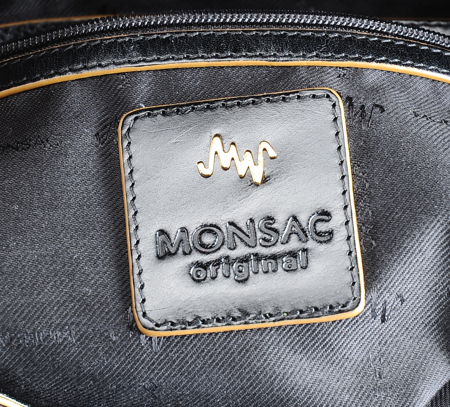 Monsac Original Black Leather Tote Handbag with Cross-Body Strap