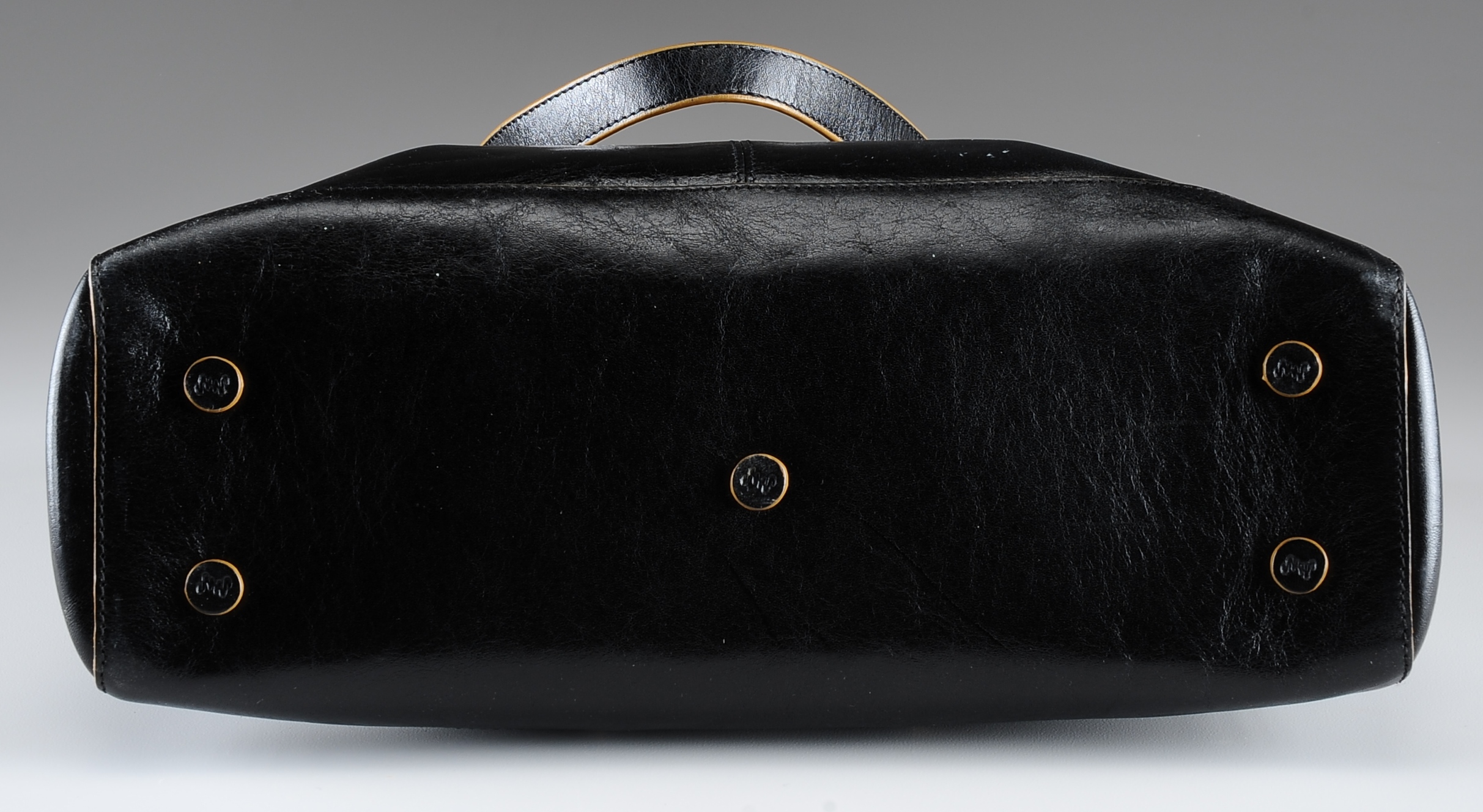 Monsac Original Black Leather Tote Handbag with Cross-Body Strap