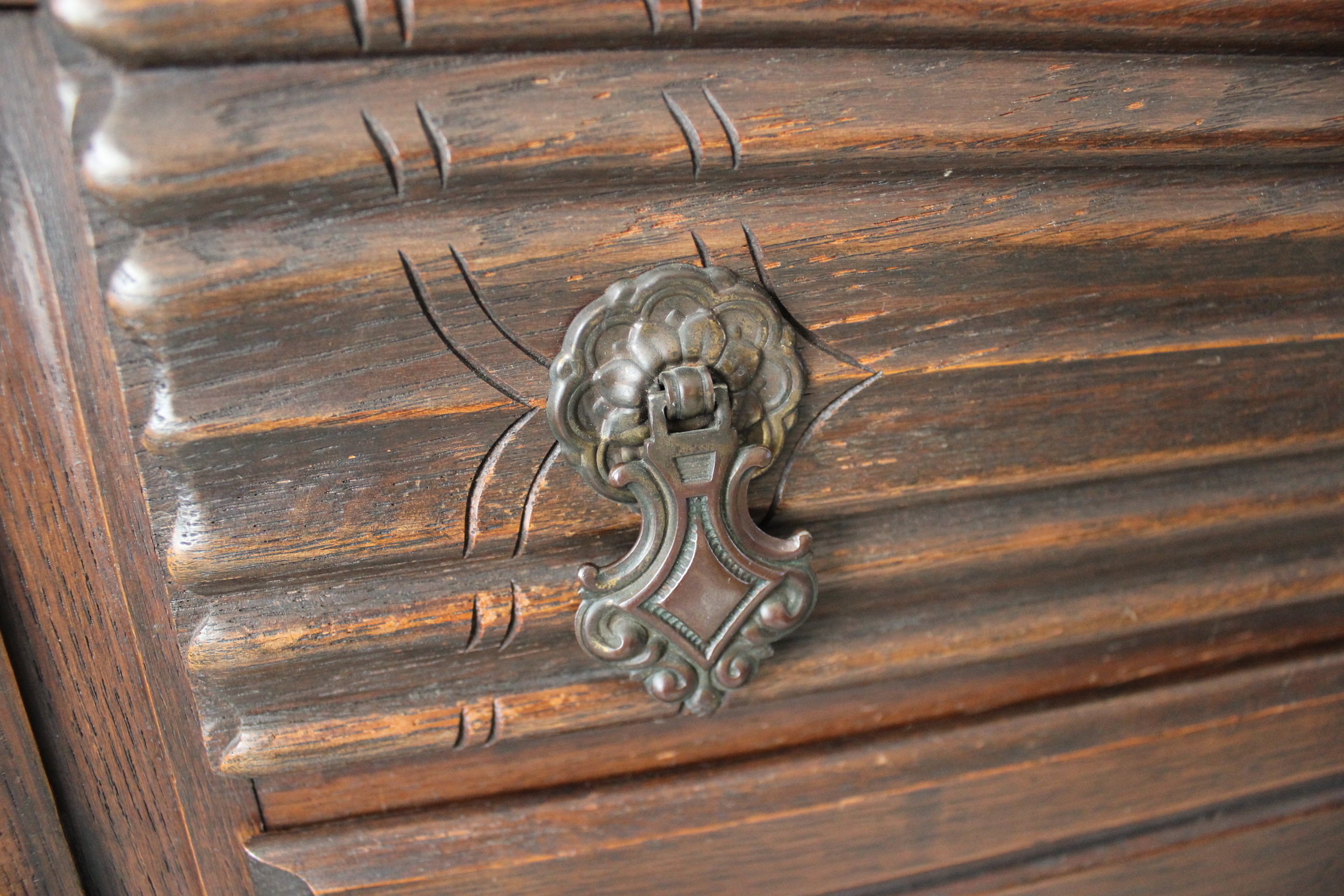 Tudor Style Carved Wood Buffet Table