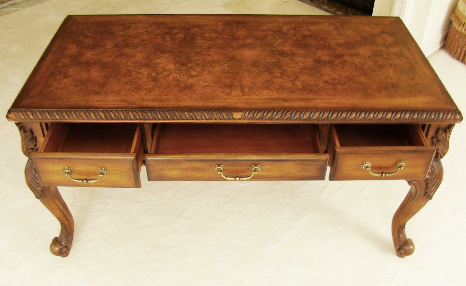 Queen Anne Style Ornate Writing Desk 
