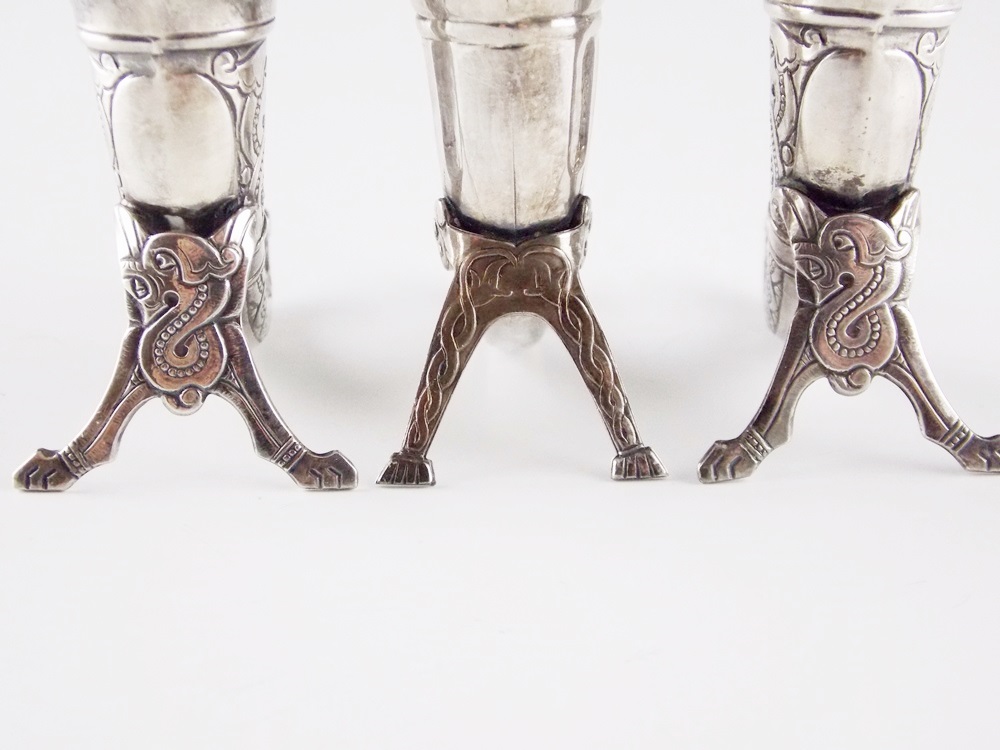 Charming Vintage Viking Revival Sterling Silver Salts