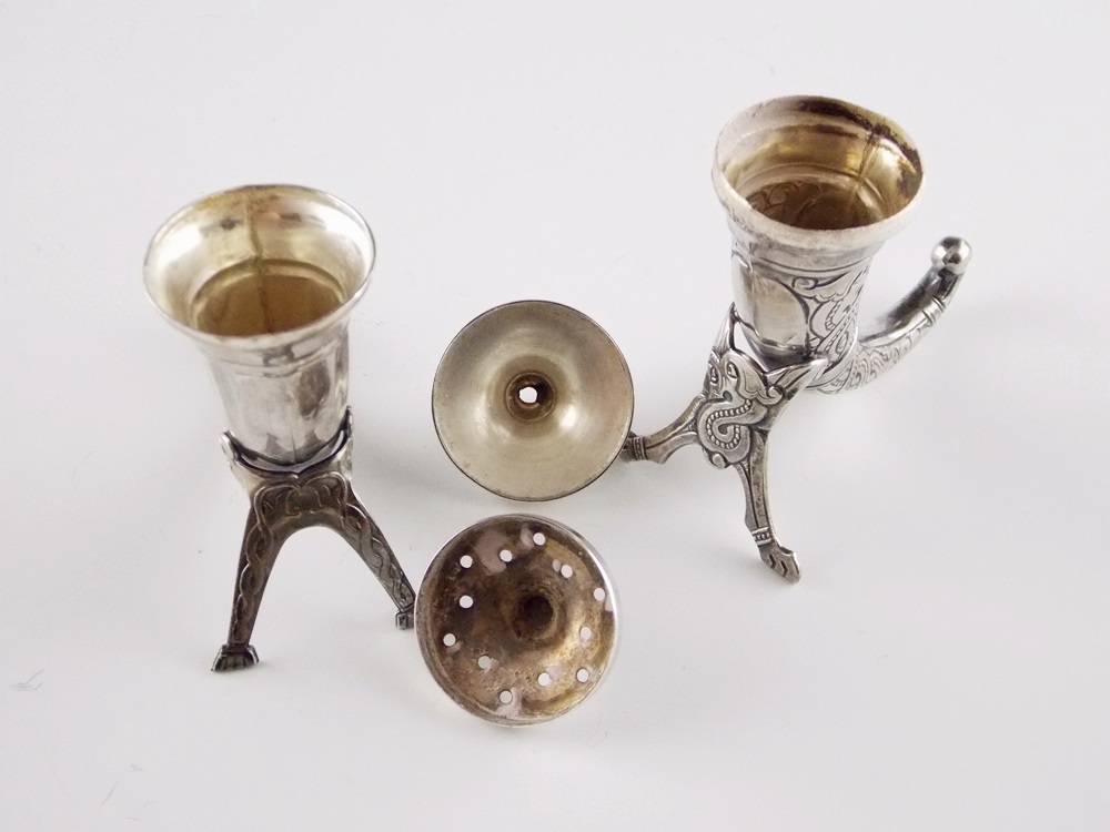 Charming Vintage Viking Revival Sterling Silver Salts