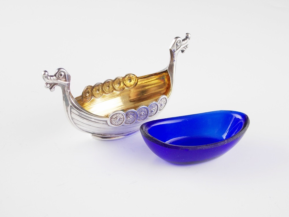 Charming Vintage Viking Revival Sterling Silver Salts