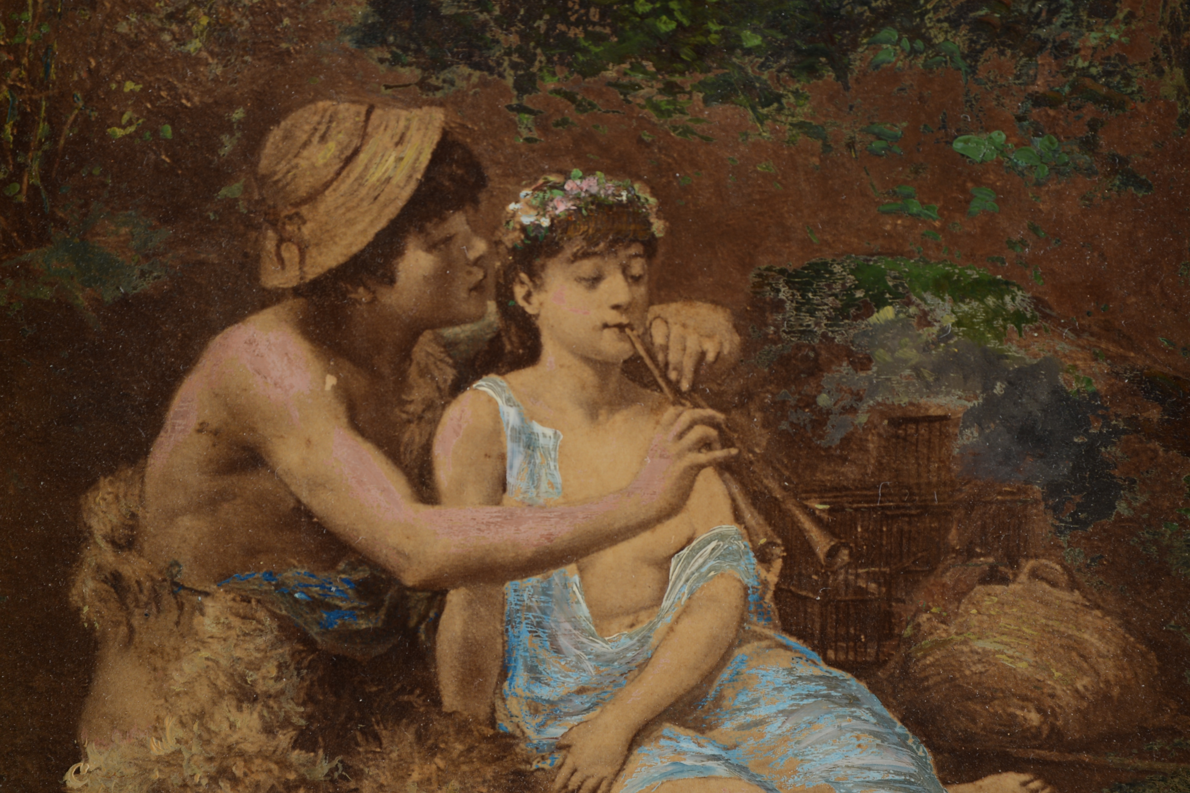 Original Victorian Era Hand-Painted Print