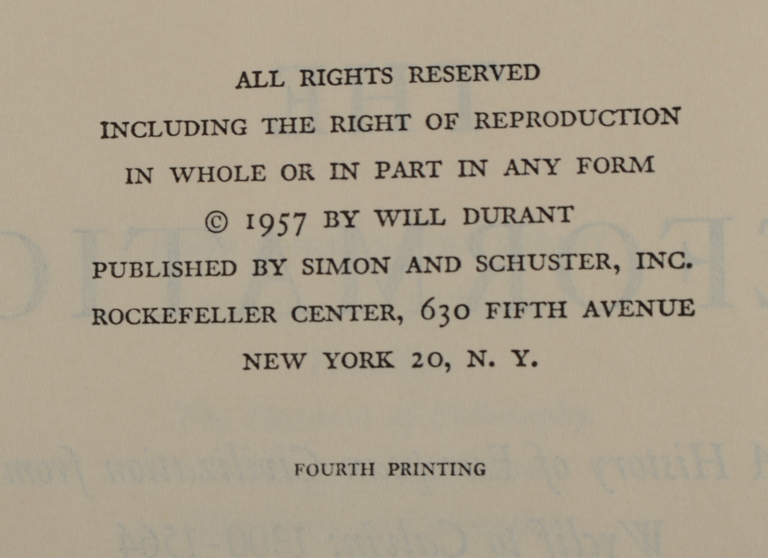 Four Library Collection Hardbound Books "The Story of Civilization" Series