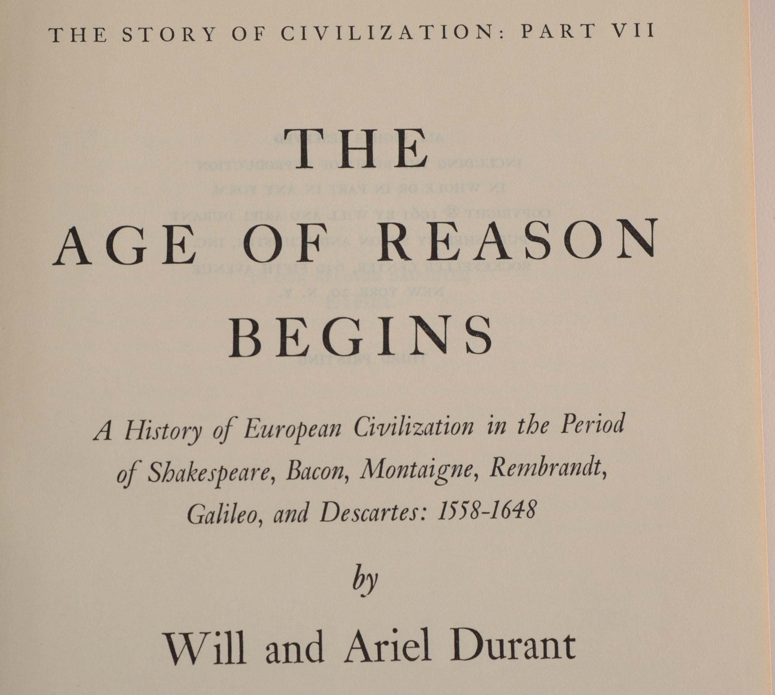 Four Library Collection Hardbound Books "The Story of Civilization" Series