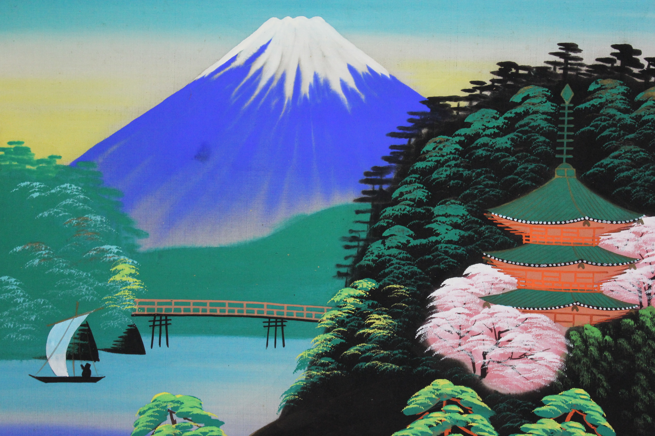 Set of Two Vintage Silkscreen Prints on Canvas