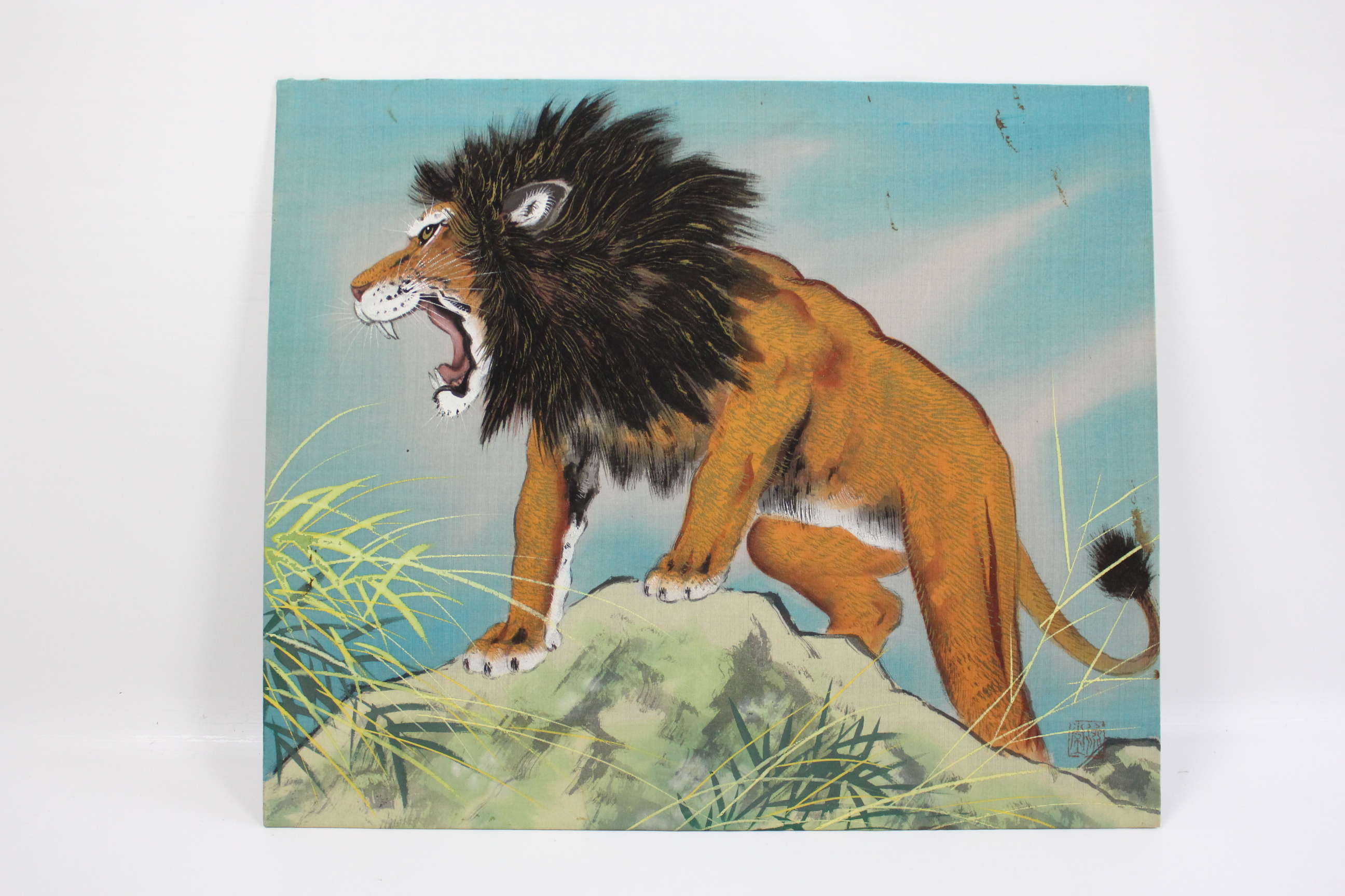 Set of Two Vintage Silkscreen Prints on Canvas