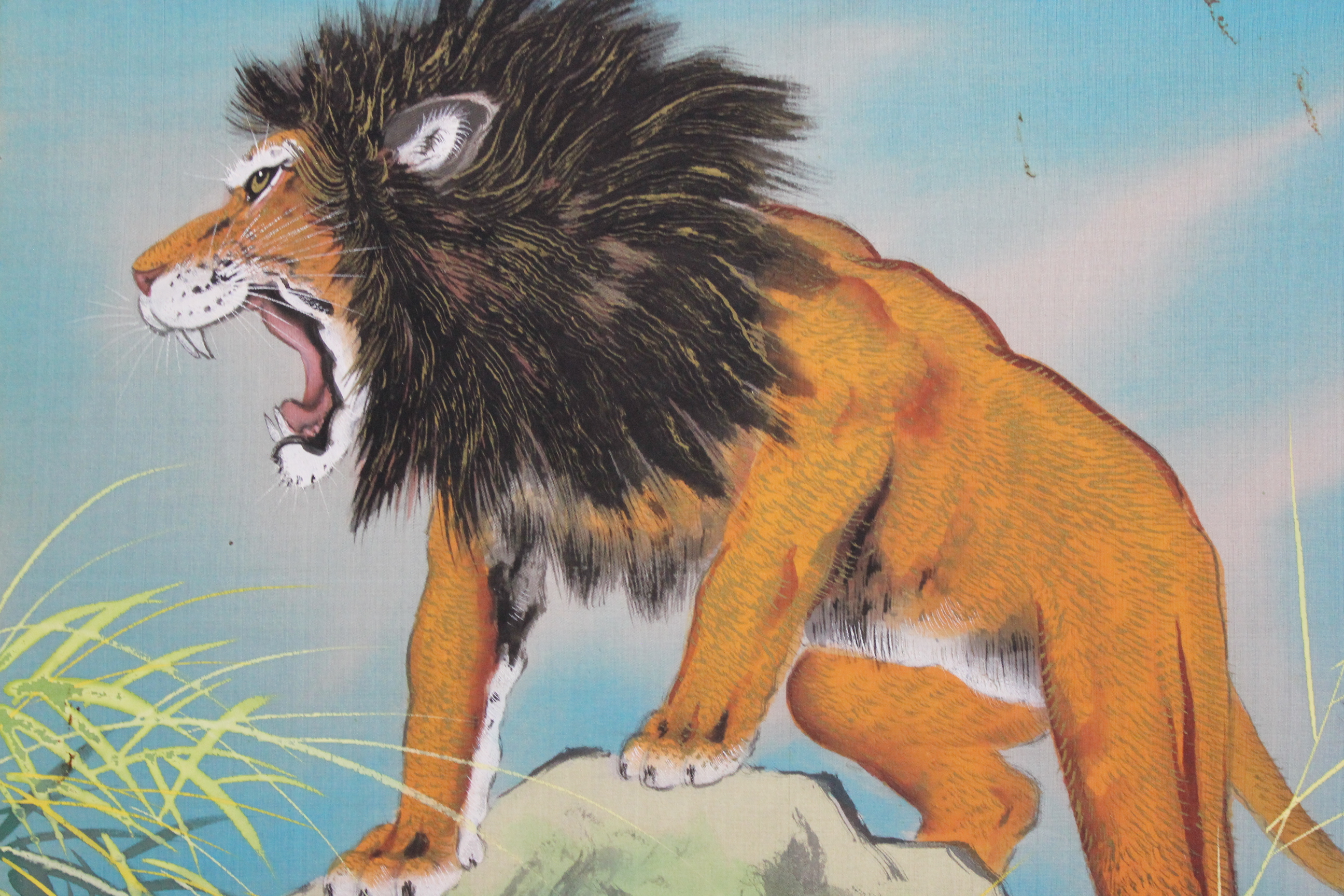 Set of Two Vintage Silkscreen Prints on Canvas