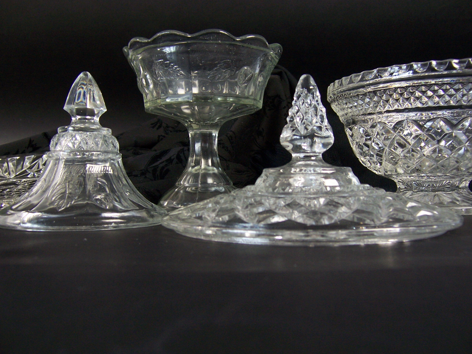 Two Vintage Covered Candy Dishes and Plate