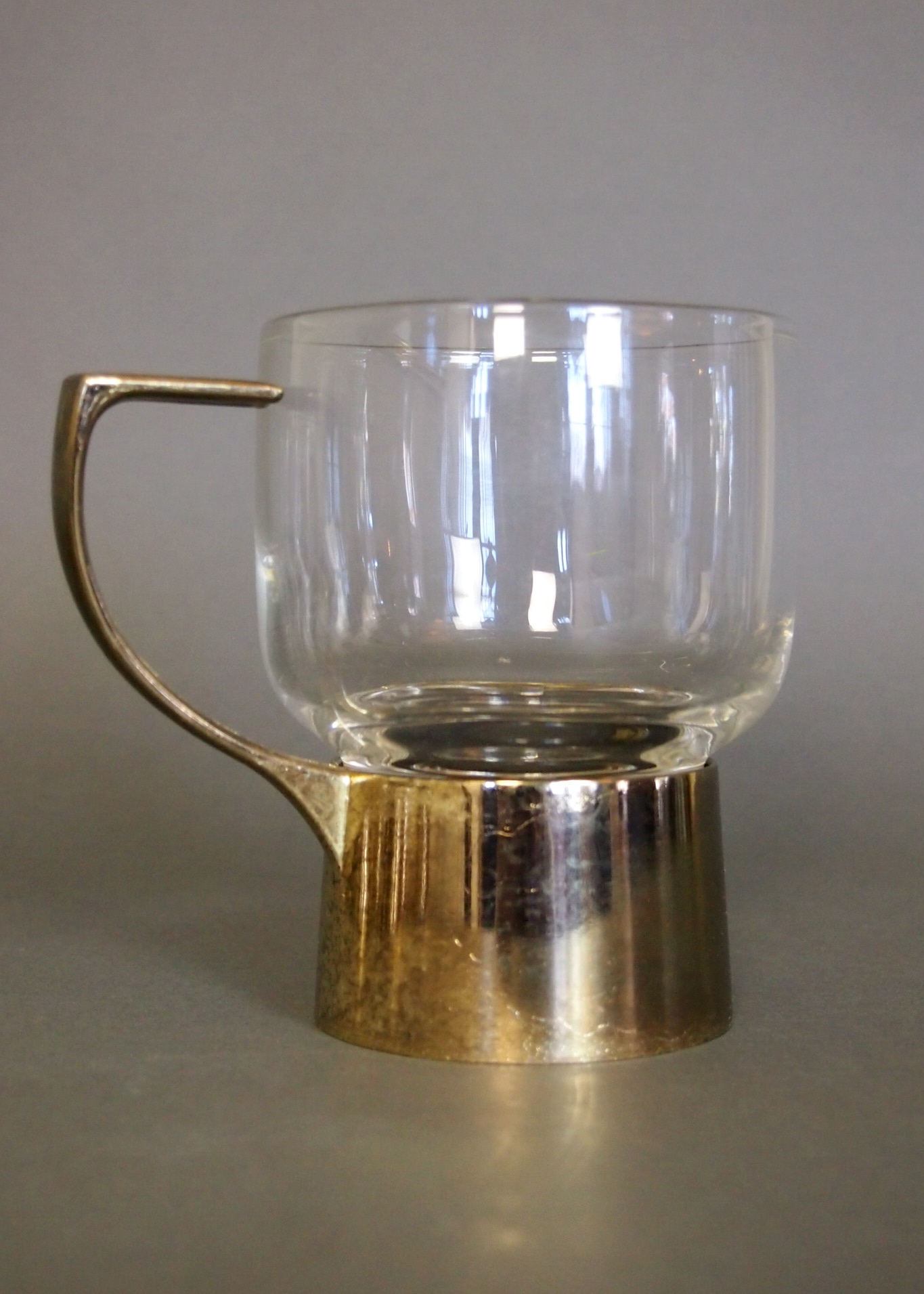 Vintage Melco Gold Metal and Glass Coffee Mug Set
