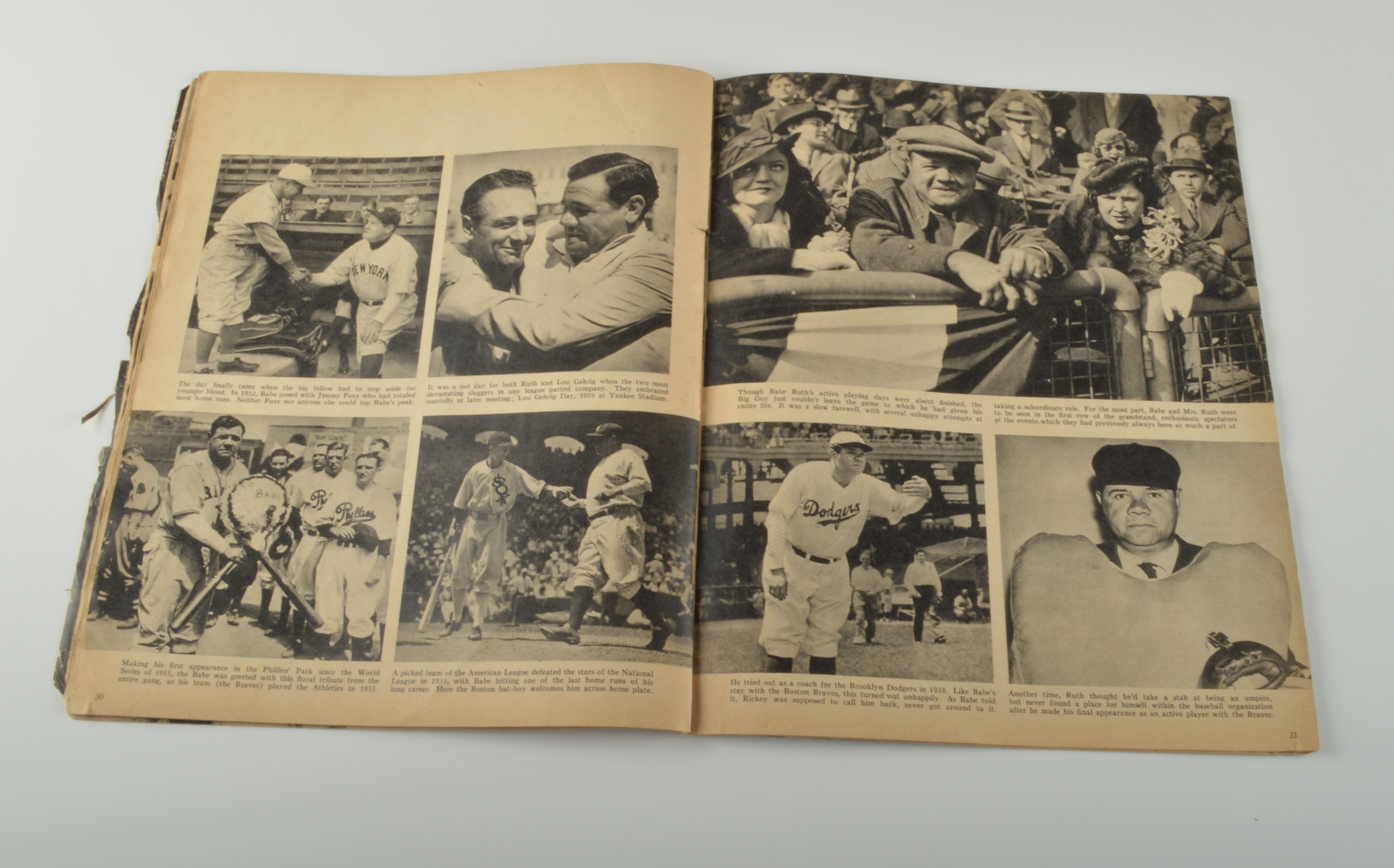 Vintage Waite Hoyt "Babe Ruth As I knew Him" Magazine and Two Babe Ruth Plates