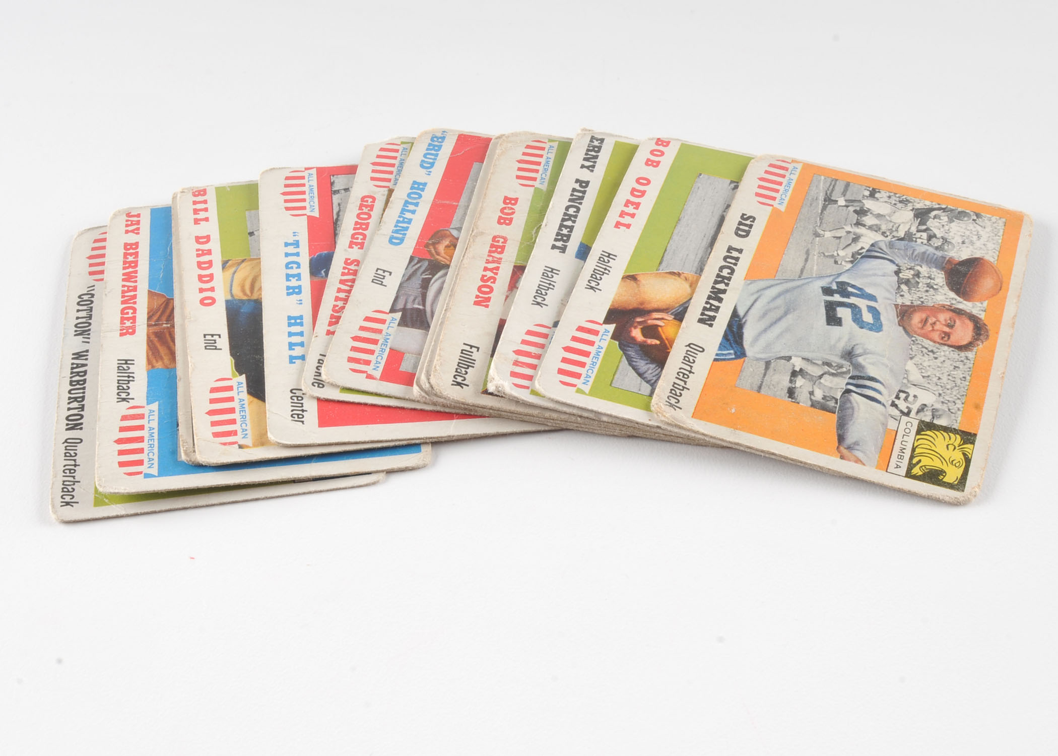 Lucky 13 1955 Topps College All-American Football Cards with Sid Luckman