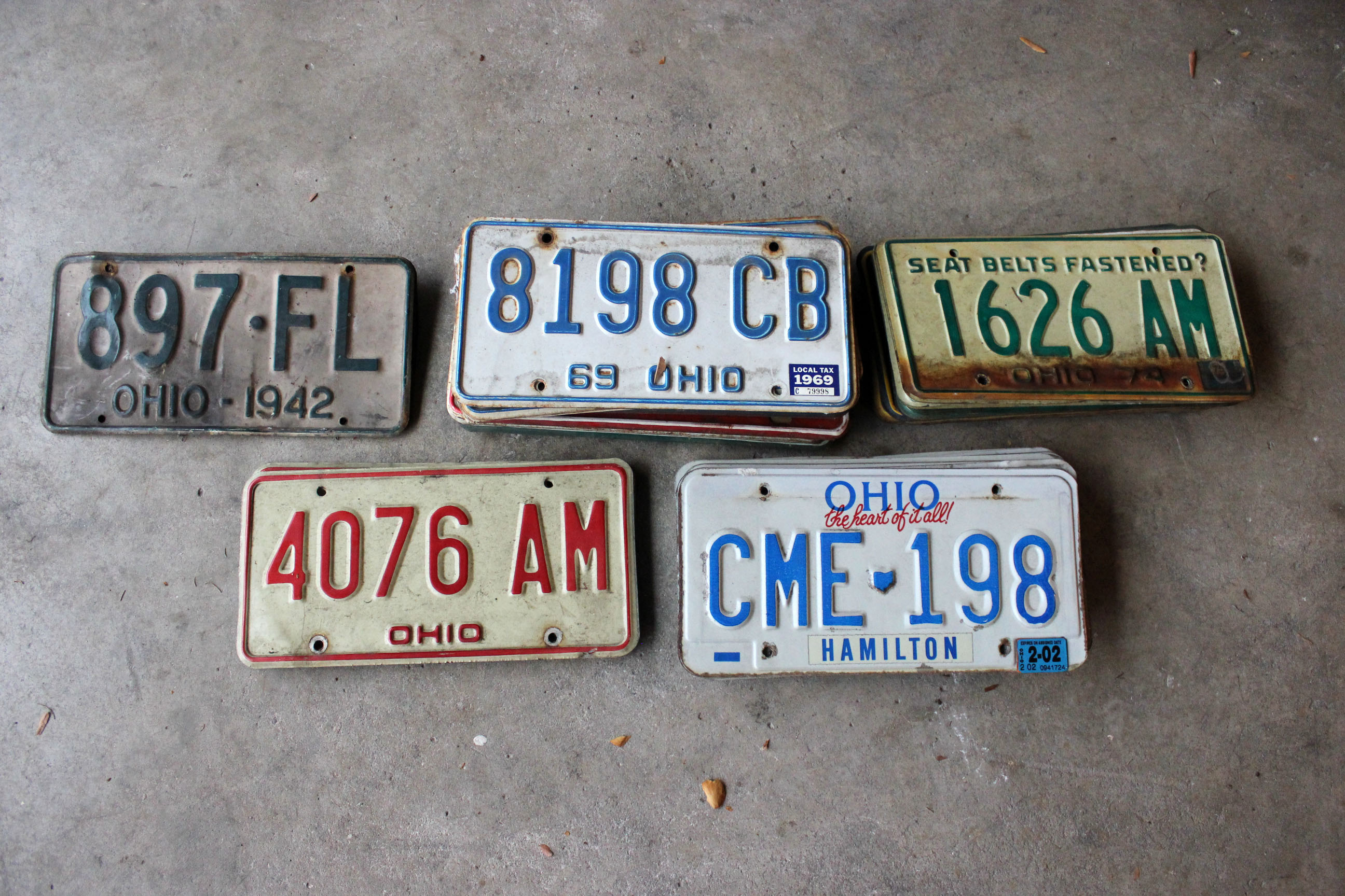 Collection of Ohio License Plates from 1940s-90s