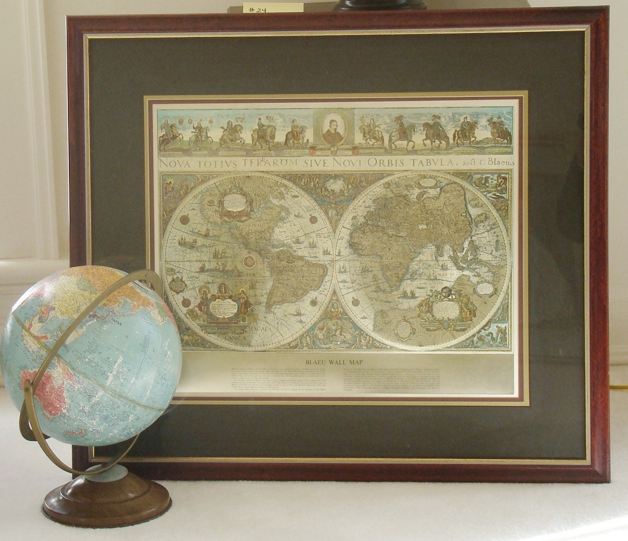 Replogle 10" Reference Globe and Framed Foil Globe Art
