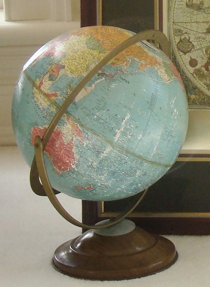 Replogle 10" Reference Globe and Framed Foil Globe Art