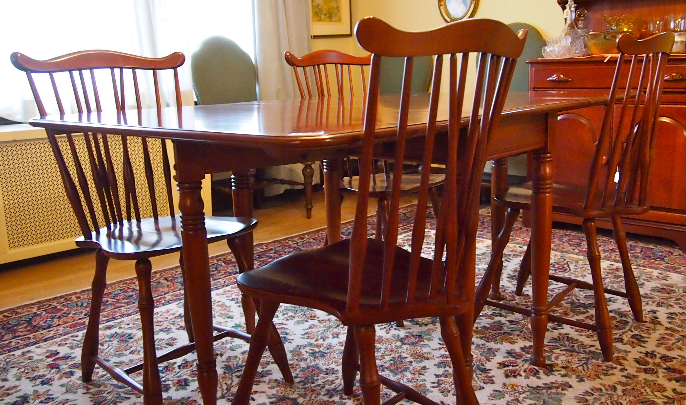 Cherry Wood Dining Table and Chairs