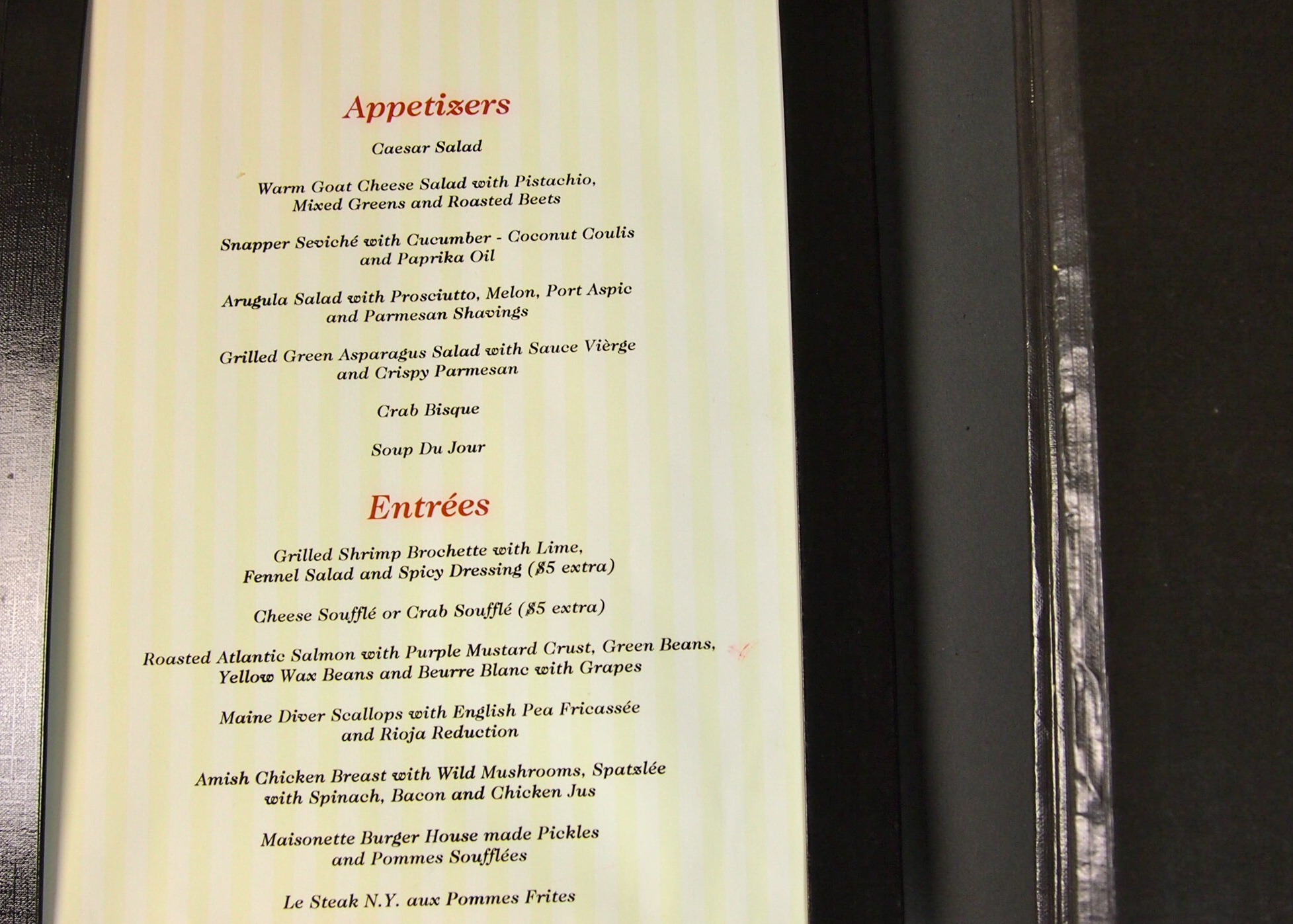 Collection of Maisonette Menus