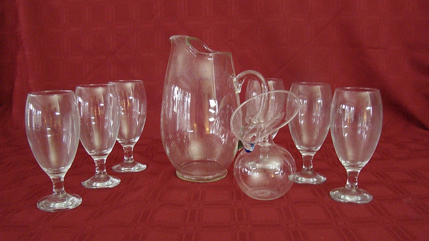 Art Glass Teardrop Vase and Crystal Lot