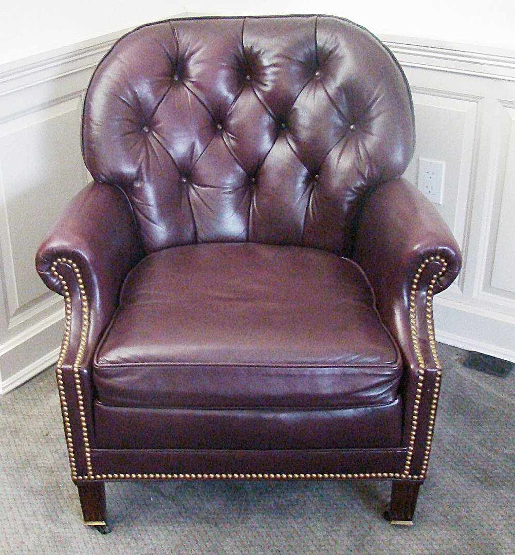 Hancock and Moor Leather Club Chair and Matching Ottoman
