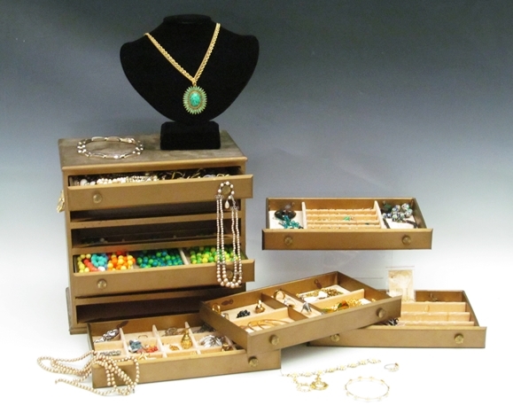 Costume Jewelry Collection with Jewelry Box