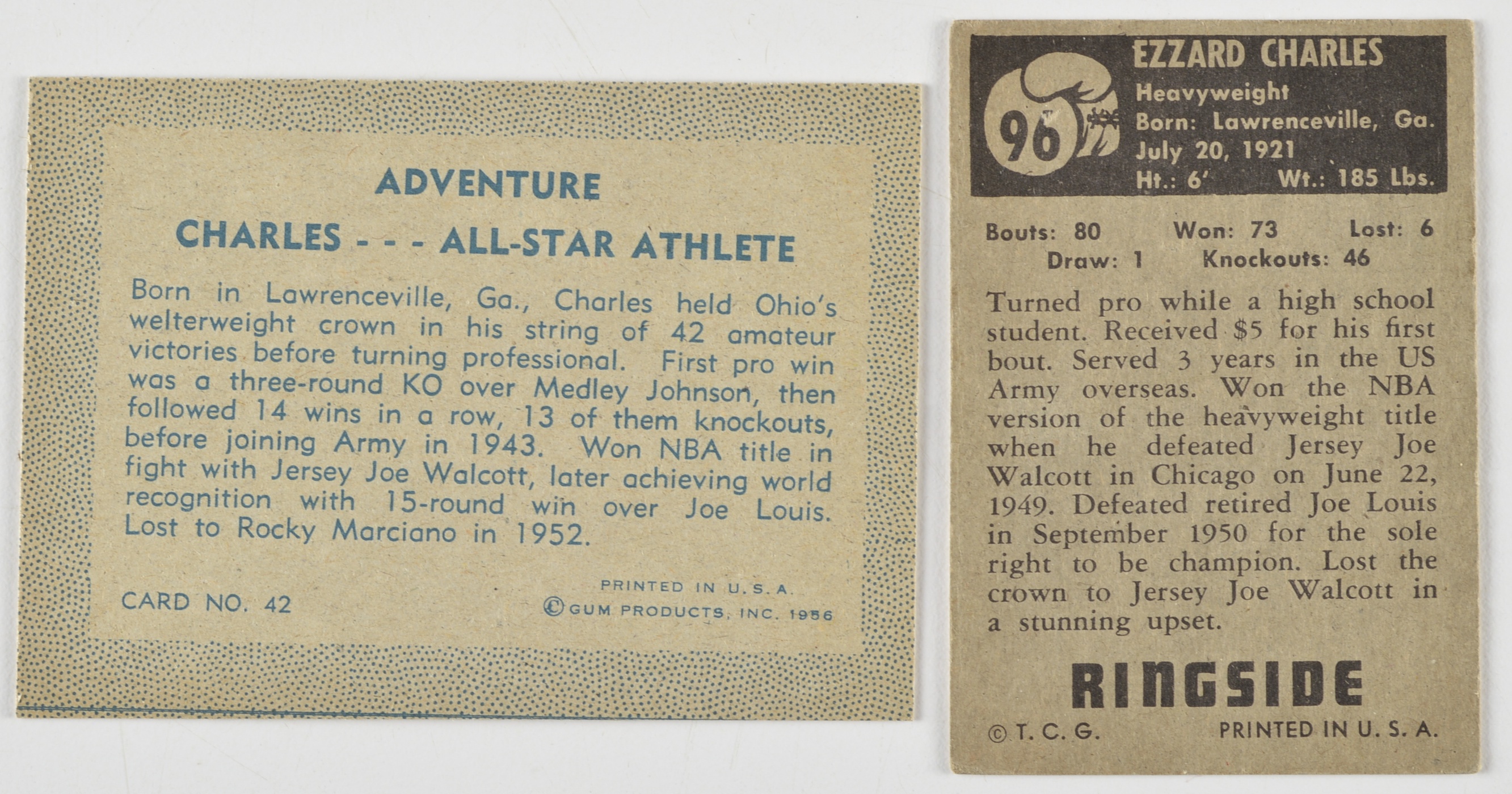 Vintage Ezzard Charles Boxing Items