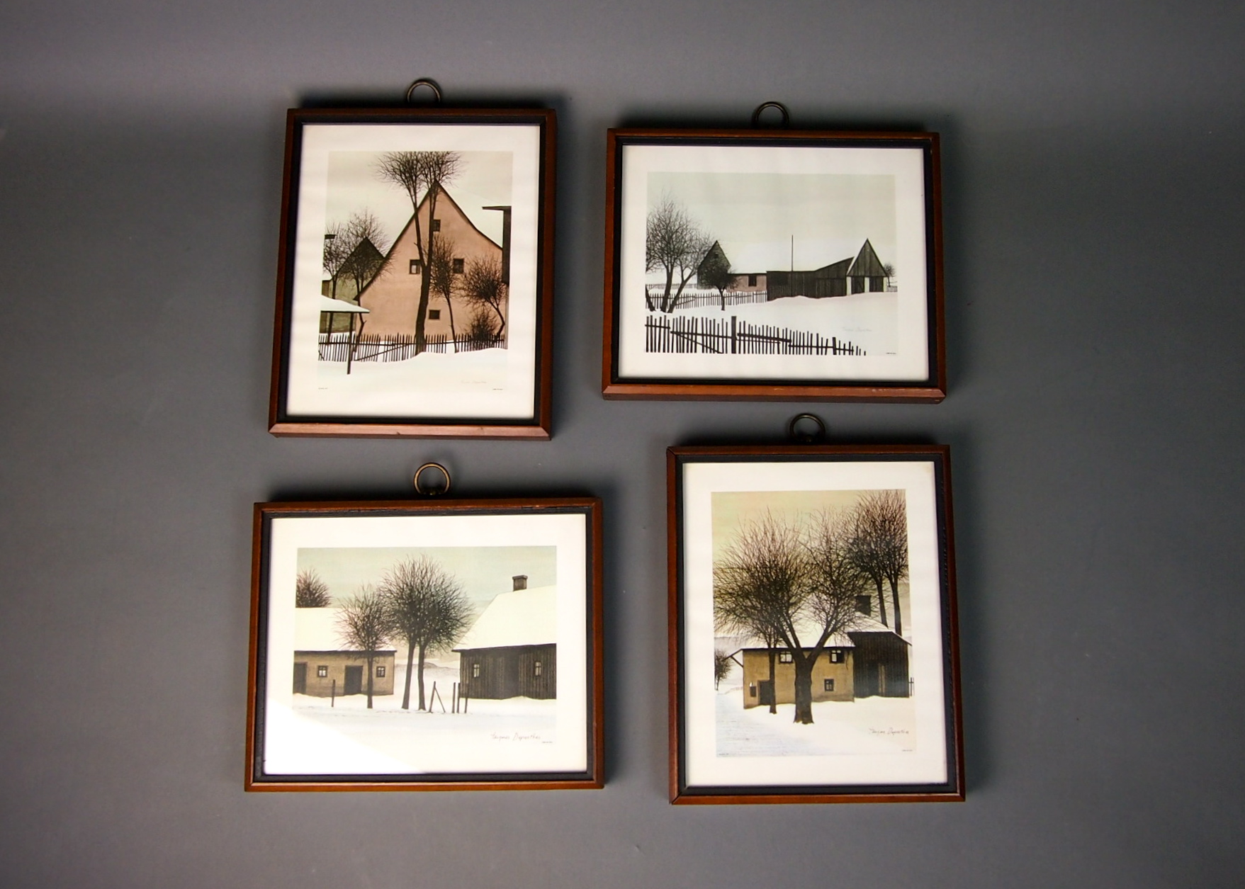 Four Framed Jacques Deperthes Signed Lithograph Prints
