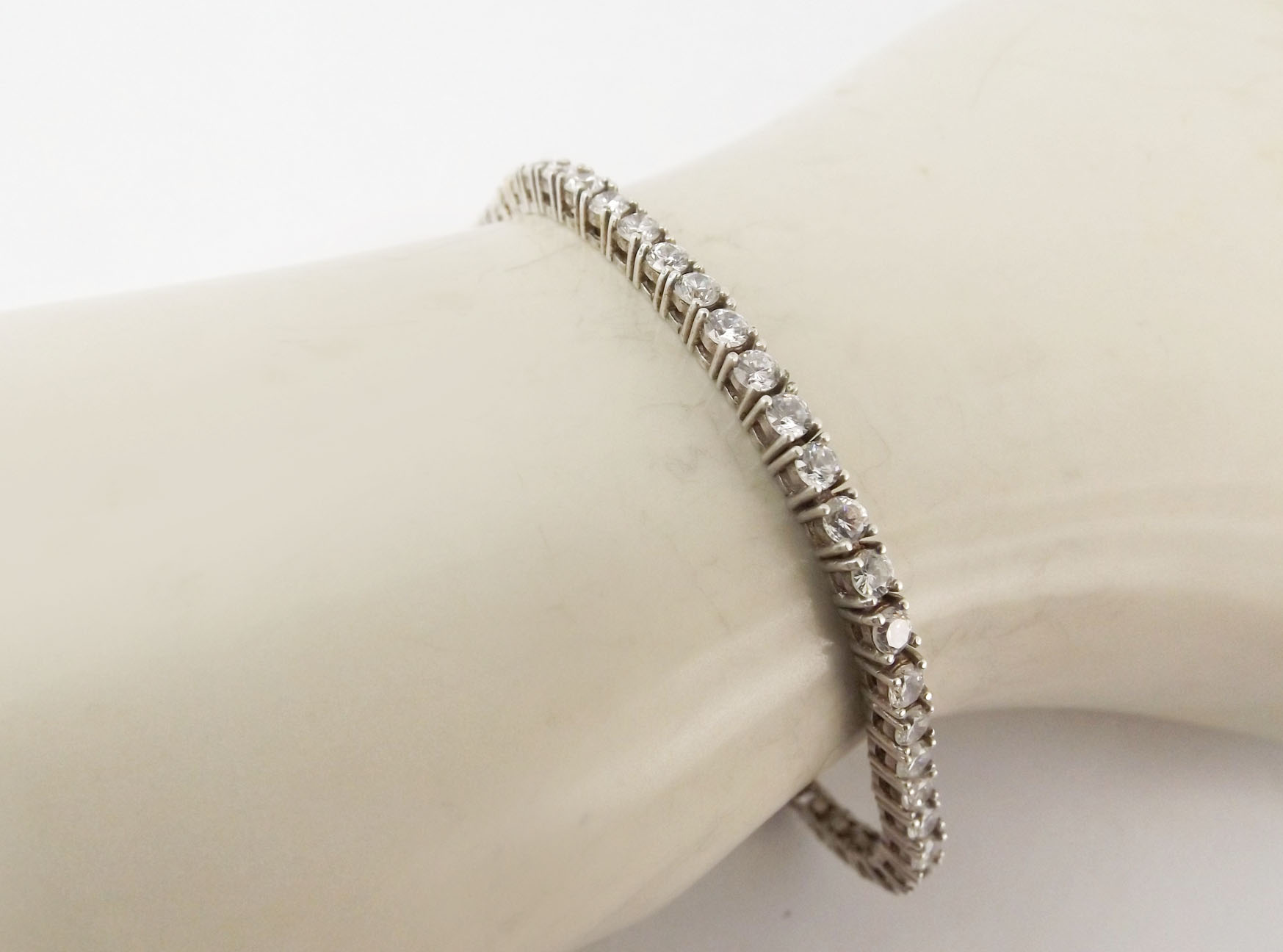 Sterling Silver and Rhinestone Tennis Bracelet