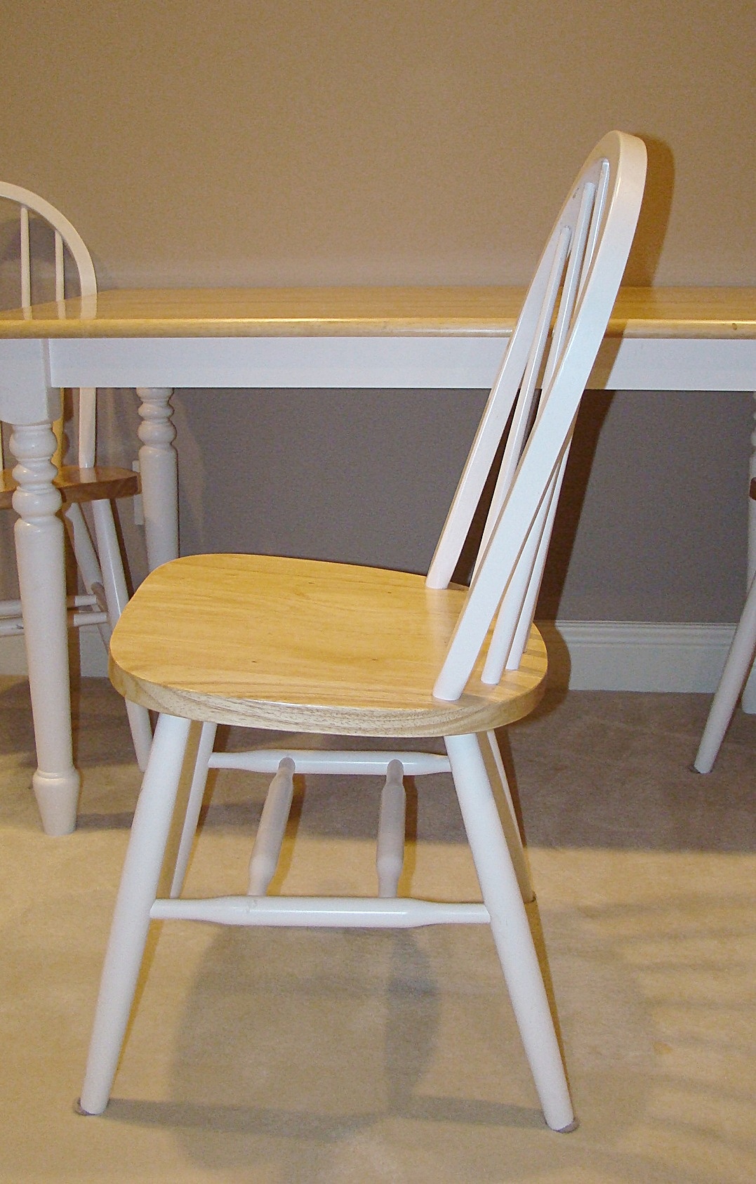 Farmstyle Wood and White Kitchen Table and 3 Chairs