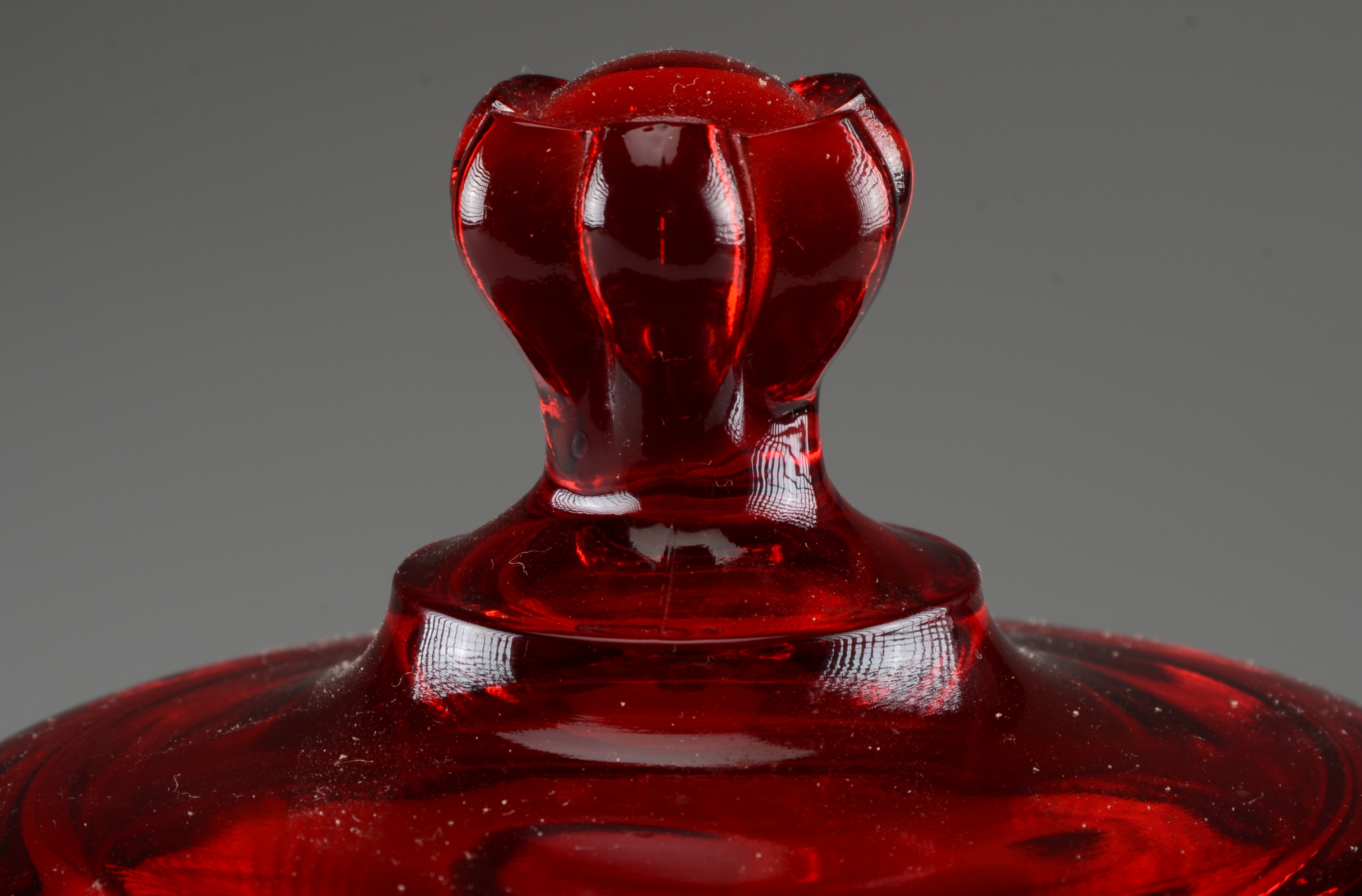 Vintage Viking Handmade Lidded Candy Dish in Ruby Red