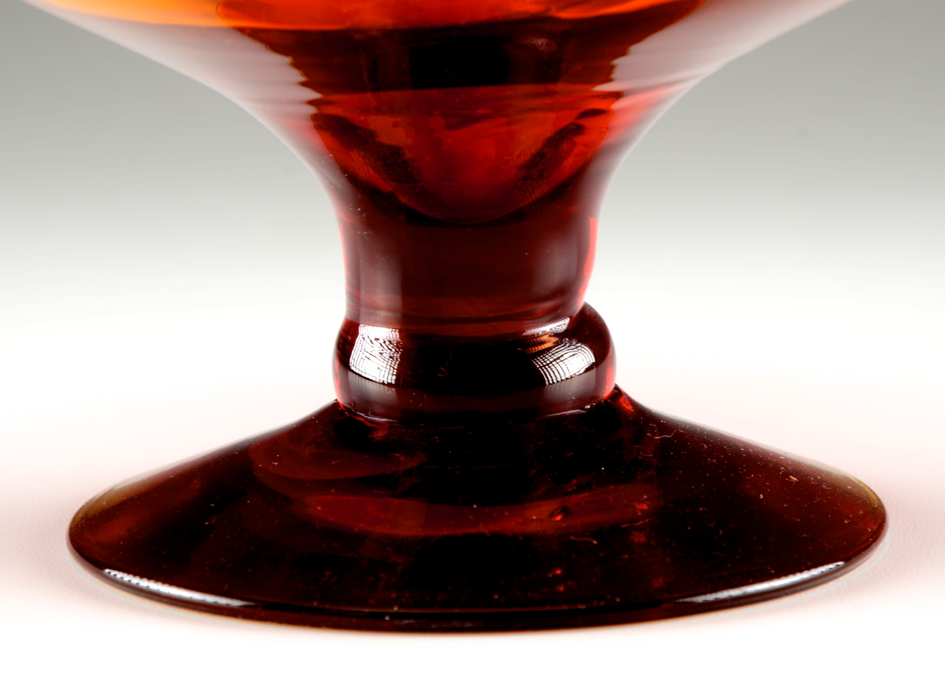 Vintage Handmade Art Glass Orange Red Vessel with Stopper