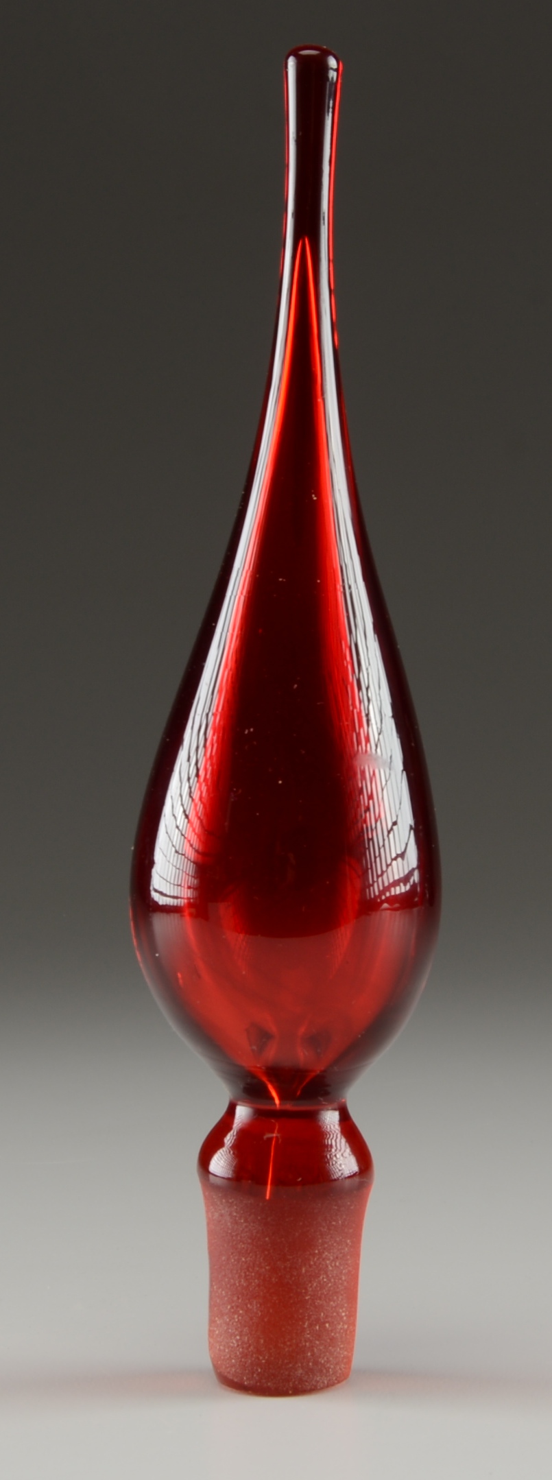 Vintage Handmade Art Glass Orange Red Vessel with Stopper