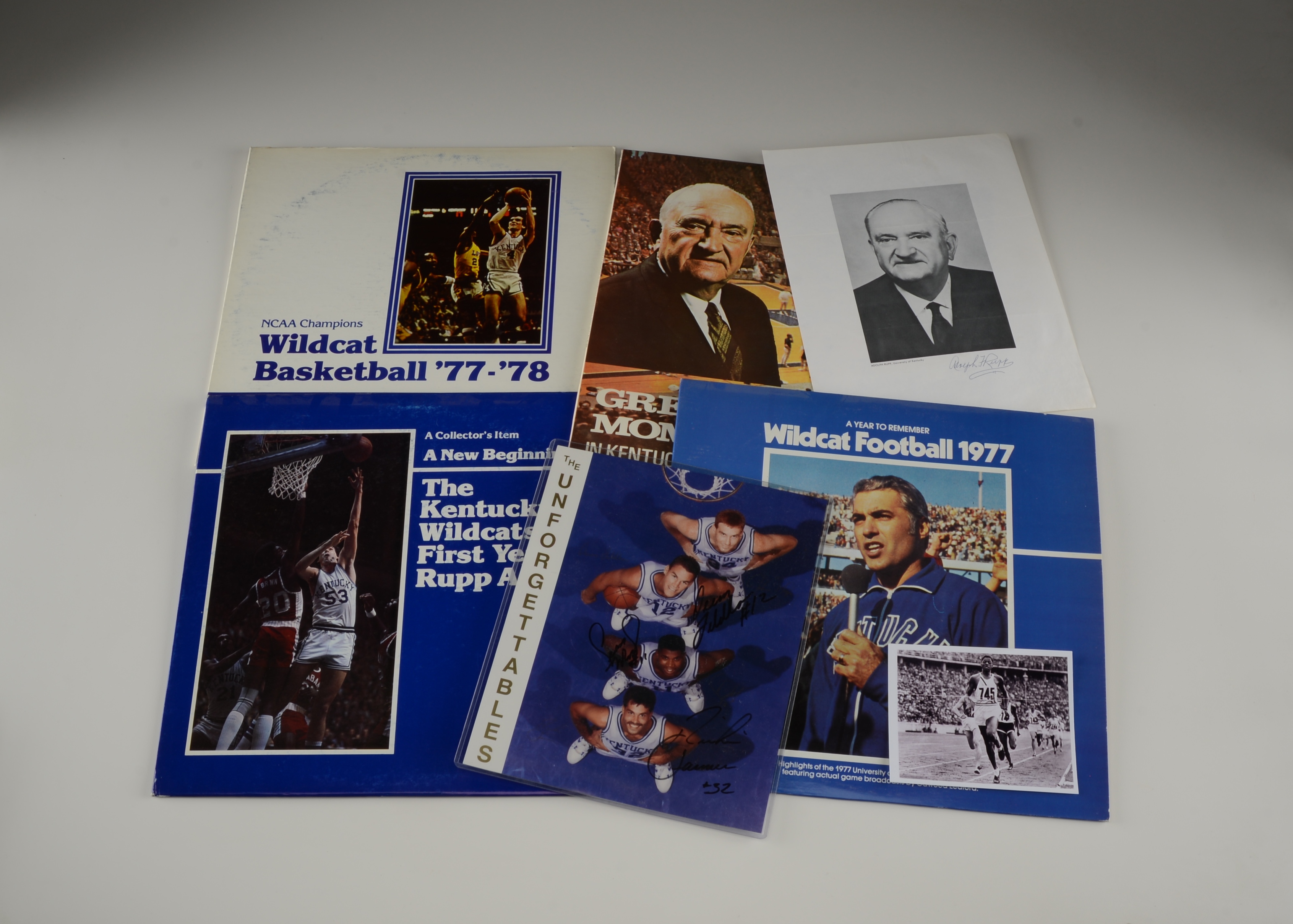 1970s UK Kentucky Wildcats Sports LPs and Autographed Photos Include Adolph Rupp