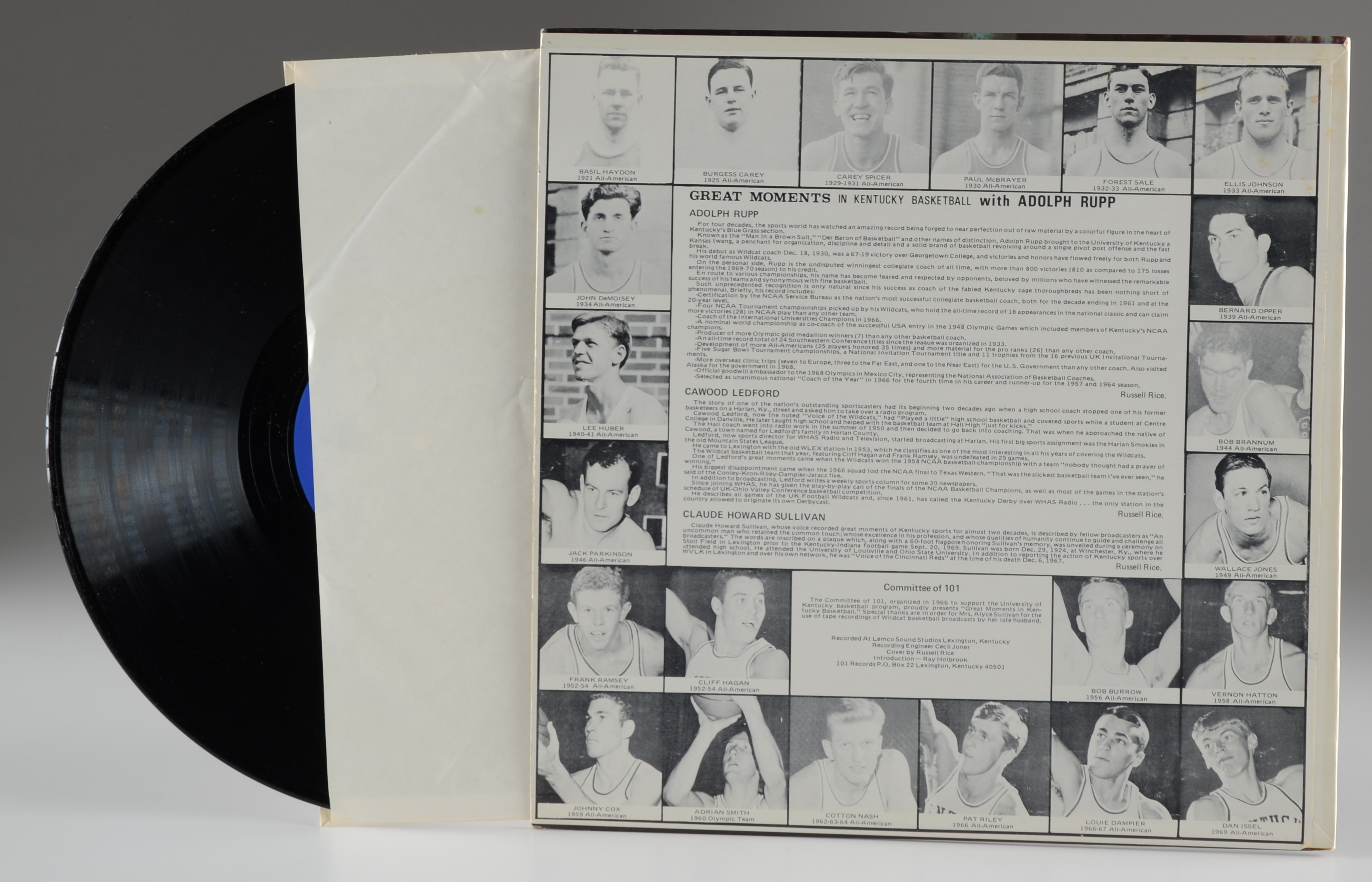 1970s UK Kentucky Wildcats Sports LPs and Autographed Photos Include Adolph Rupp