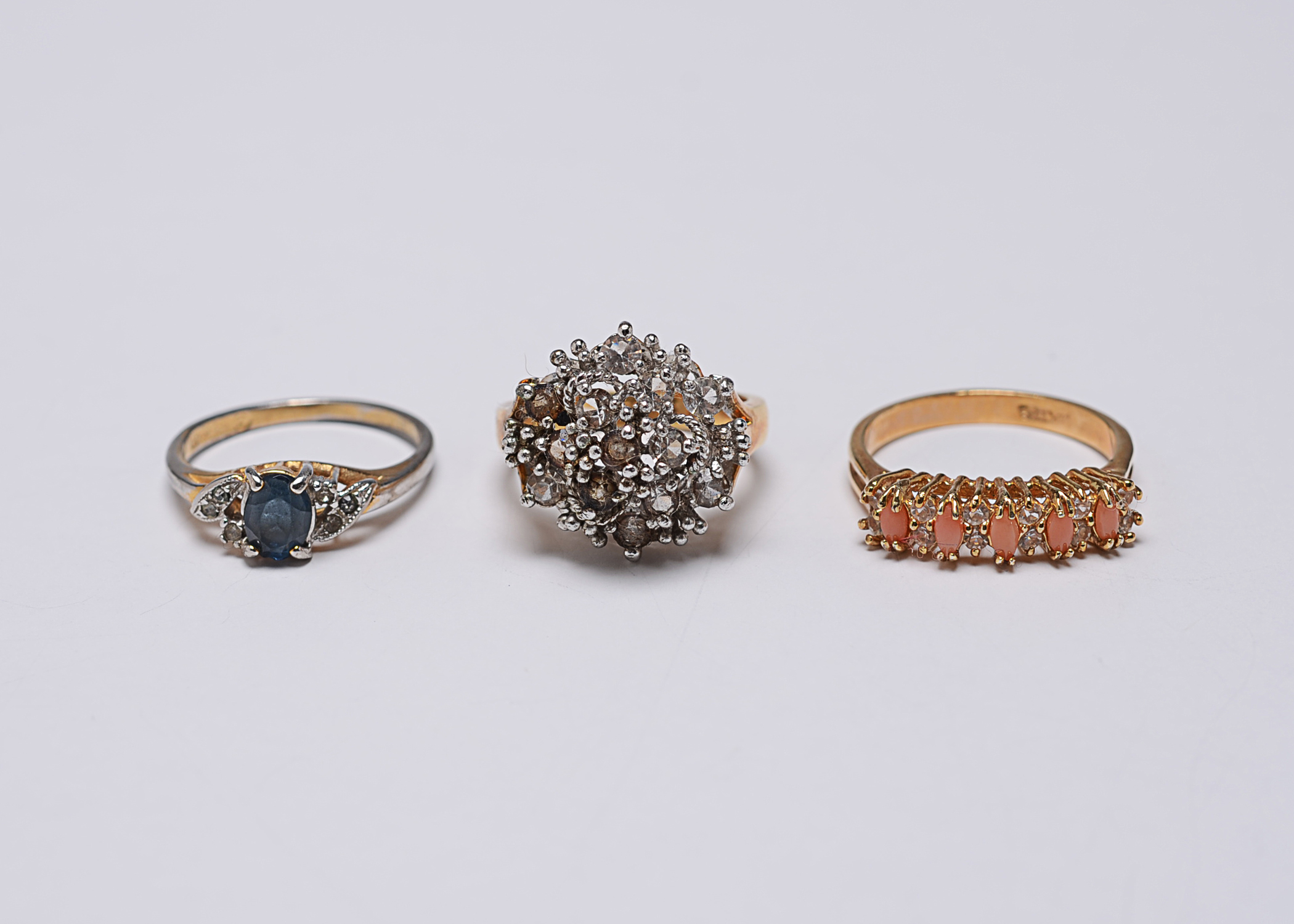 Three Vintage Gold Tone Costume Rings
