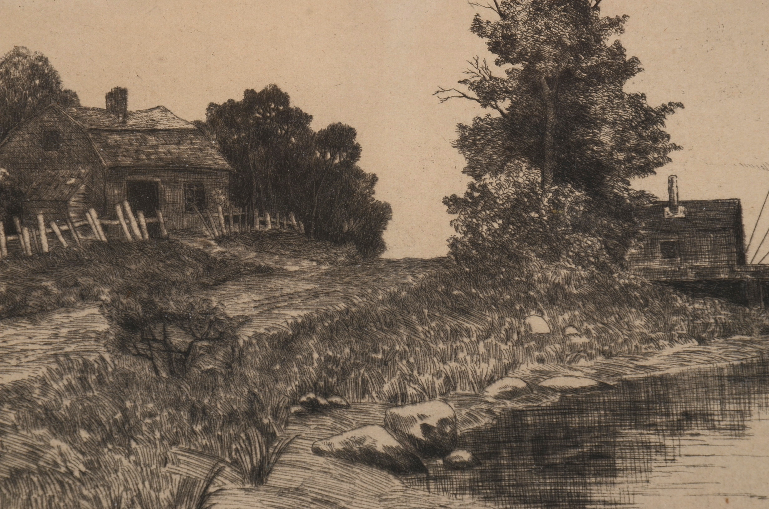 Pencil Signed Antique Dry Point Etching by G. W. Bohde