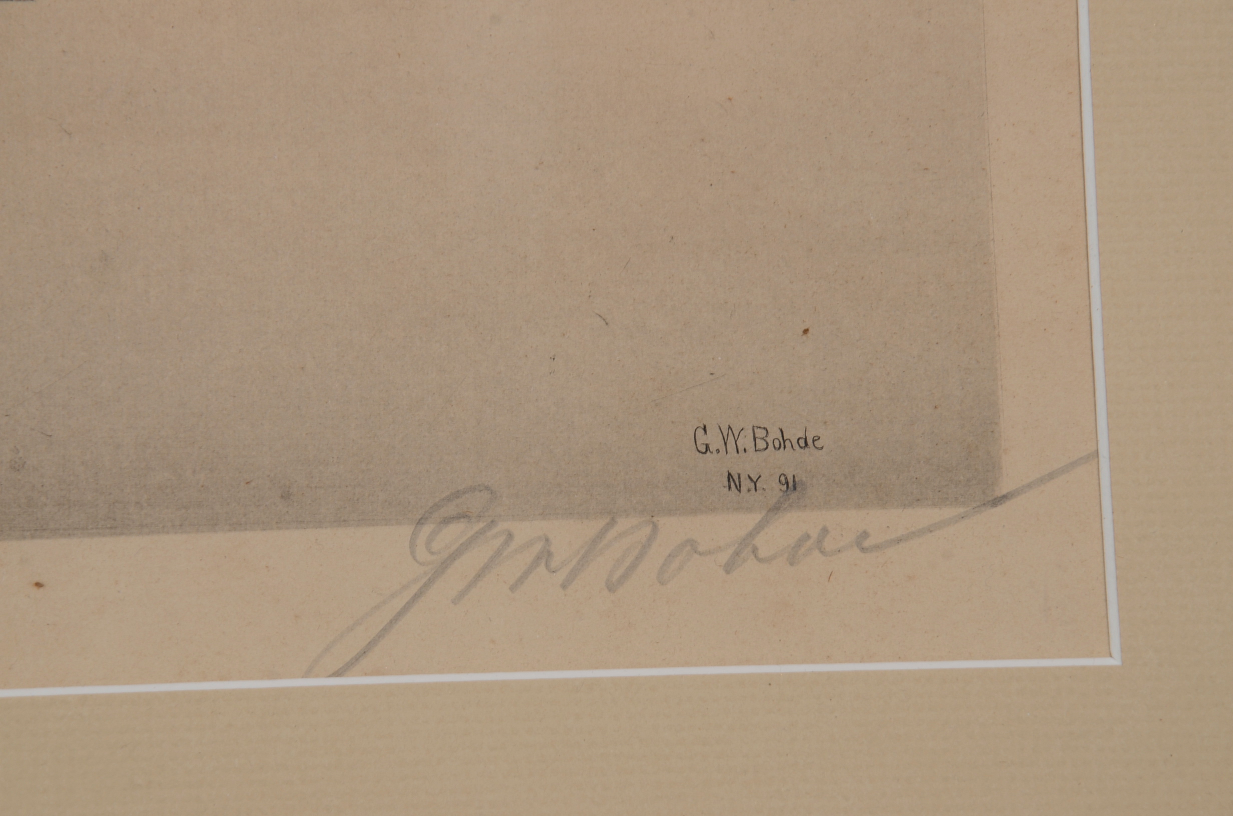 Pencil Signed Antique Dry Point Etching by G. W. Bohde