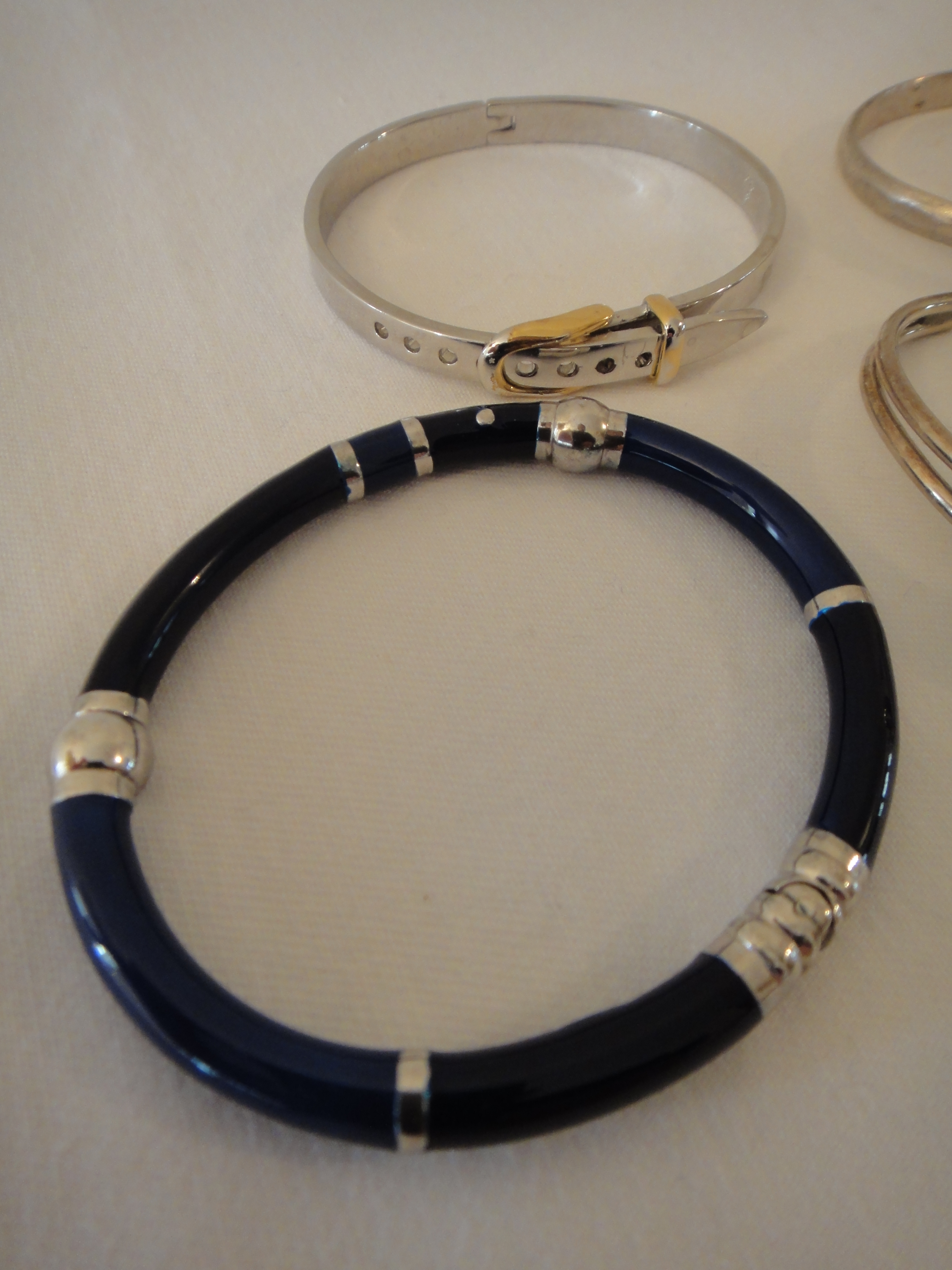 Five Women's Bangle Bracelets, Three Sterling