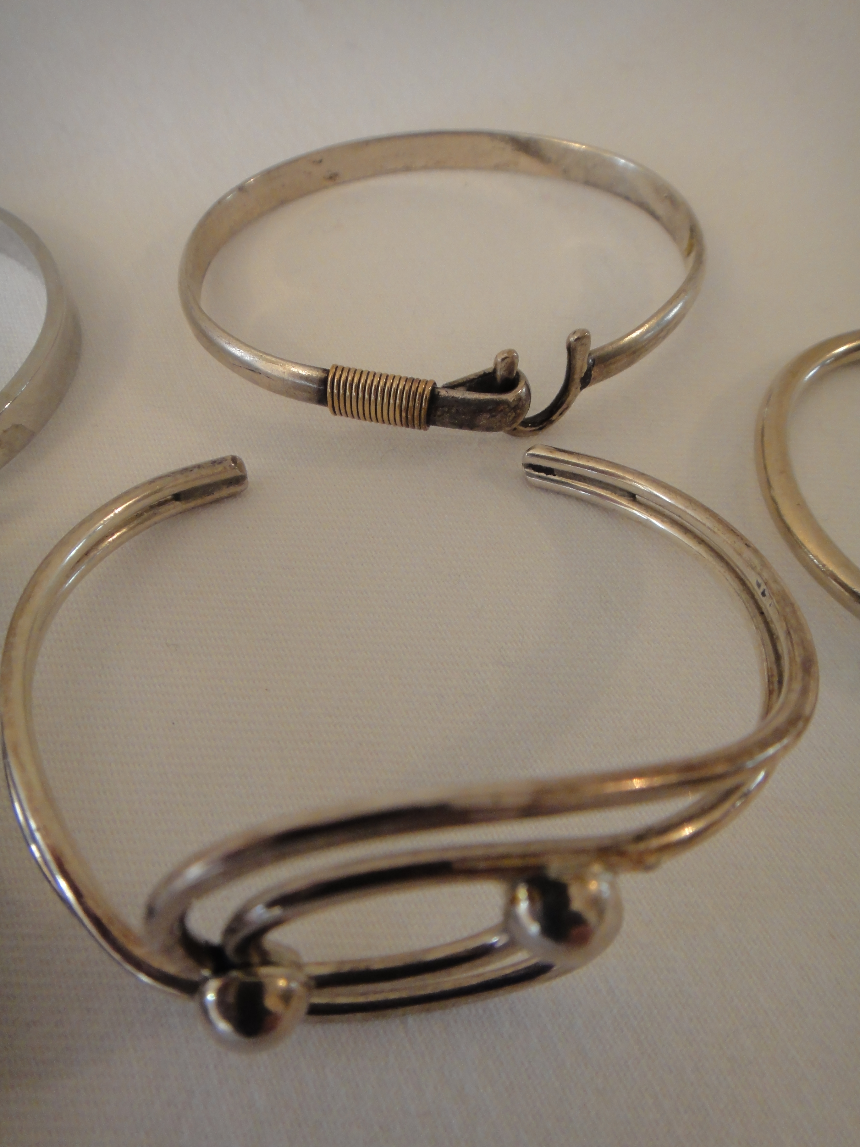 Five Women's Bangle Bracelets, Three Sterling